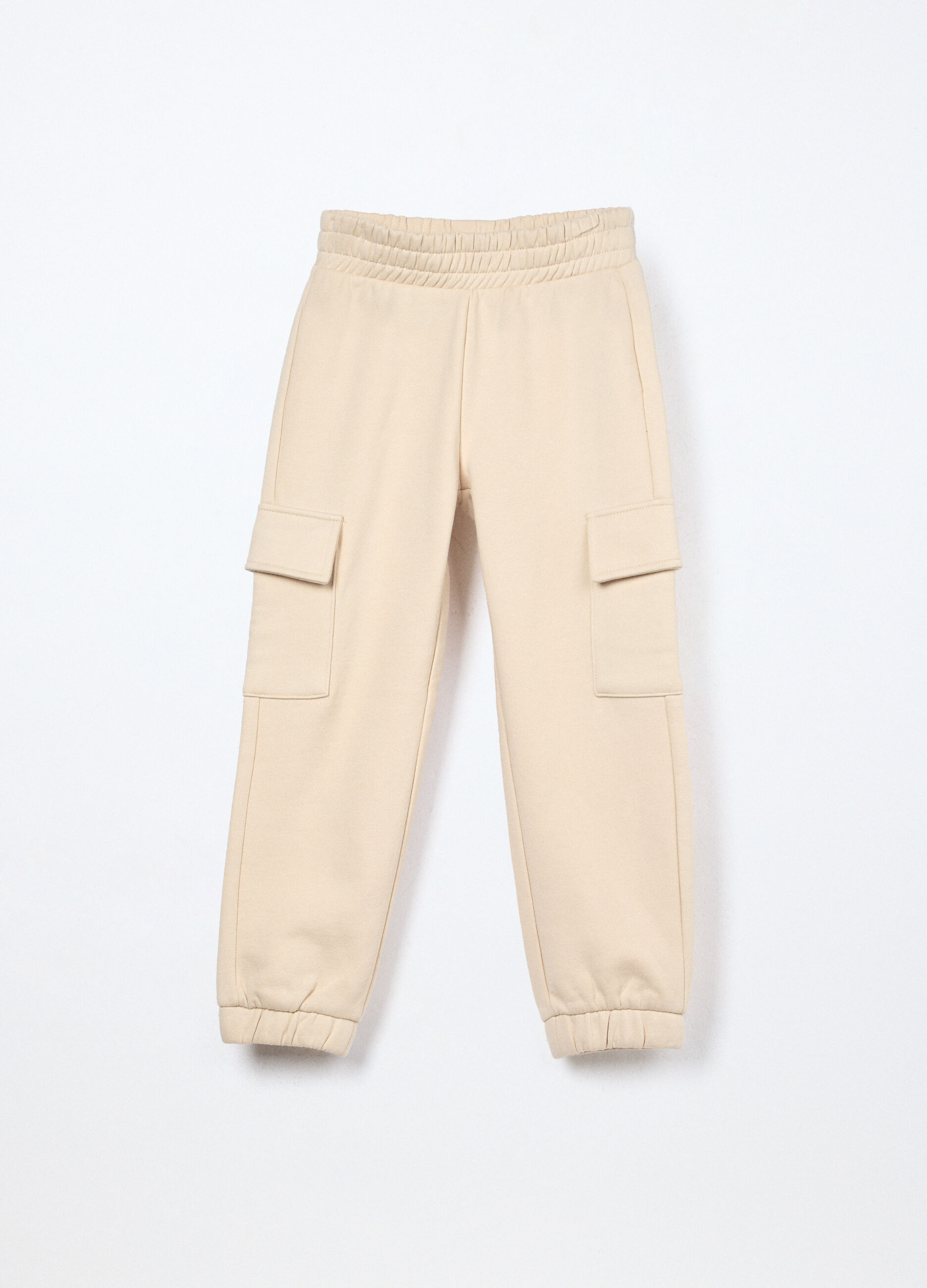 Jogger cargo in misto cotone fleece bambina_0