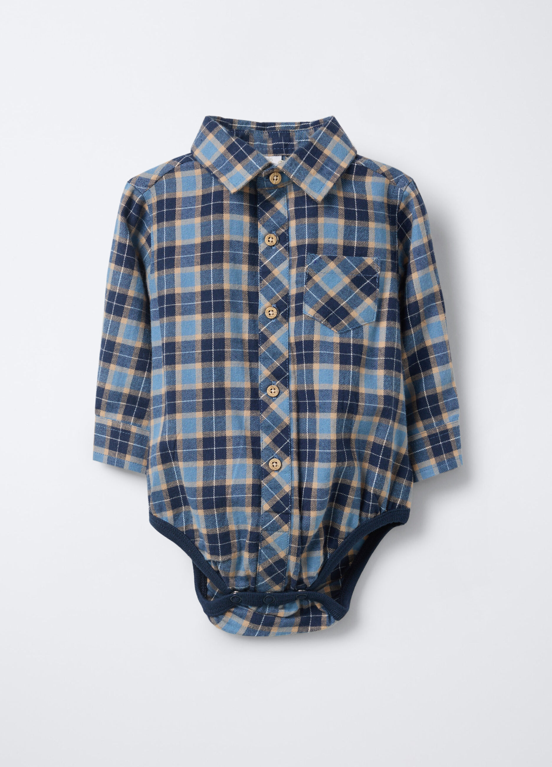 Body camicia in flanella di puro cotone neonato_0
