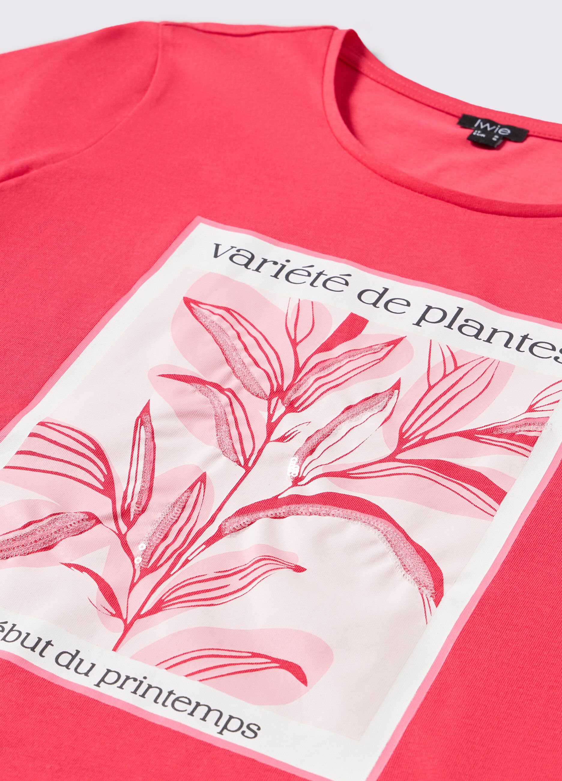 T-shirt in puro cotone con paillettes donna_1