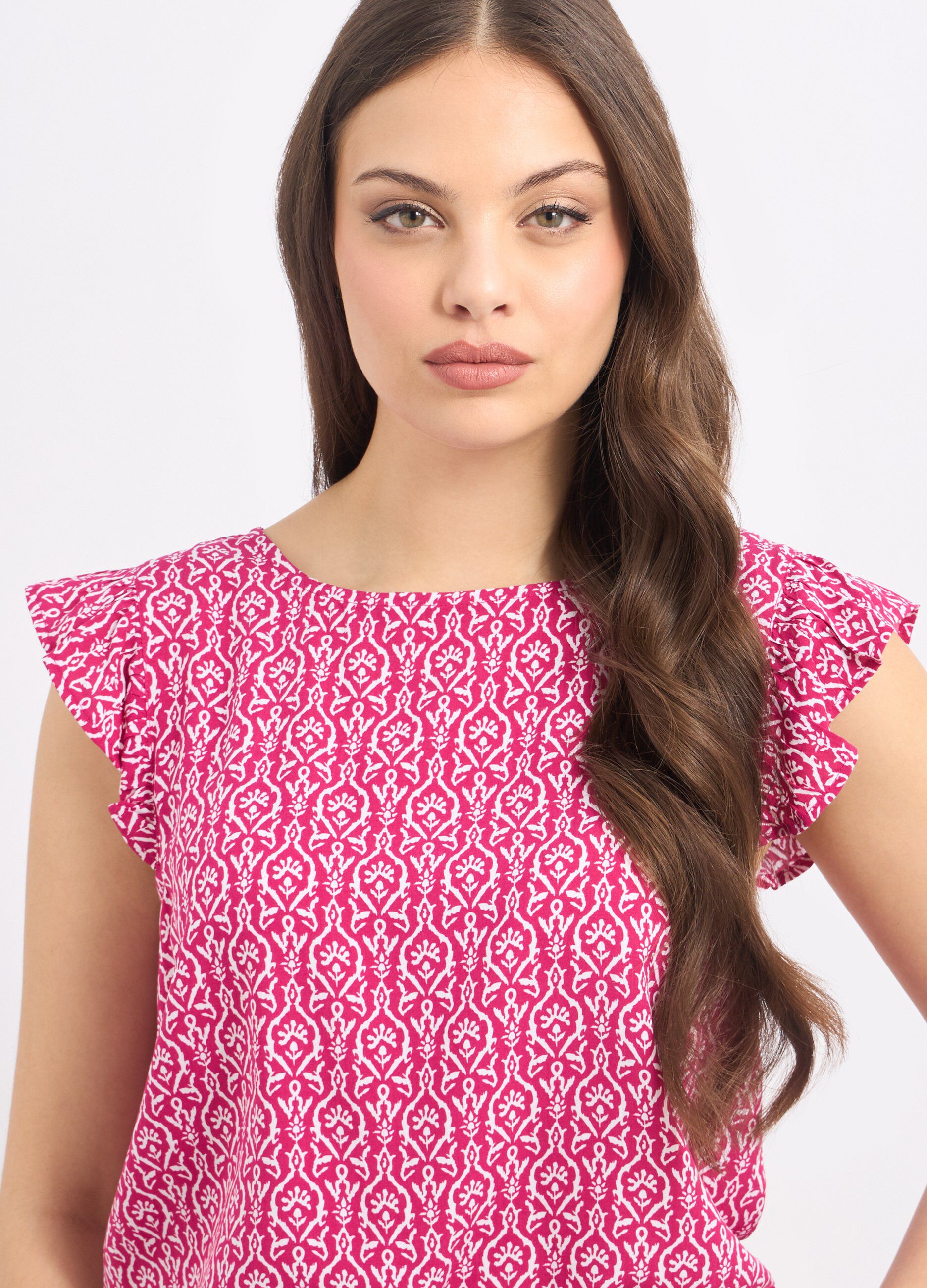Blusa in pura viscosa con rouches donna_2
