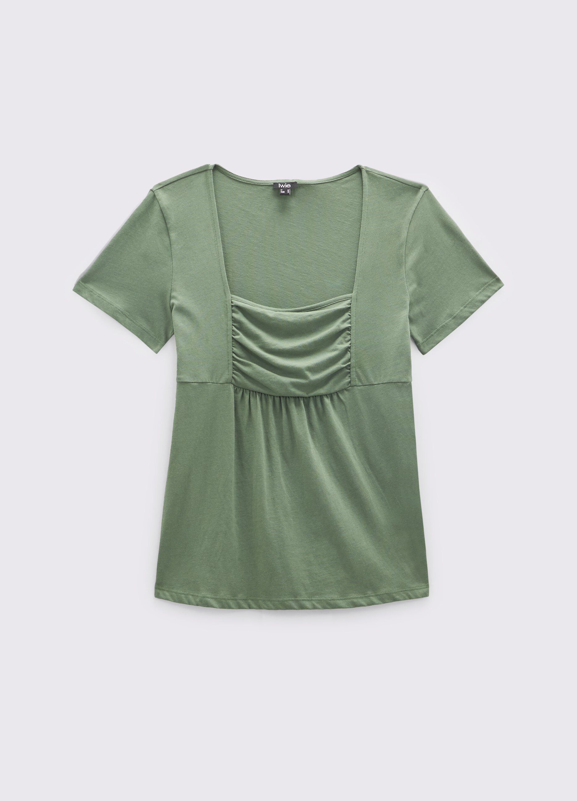 T-shirt in puro cotone con scollo squadrato donna_0