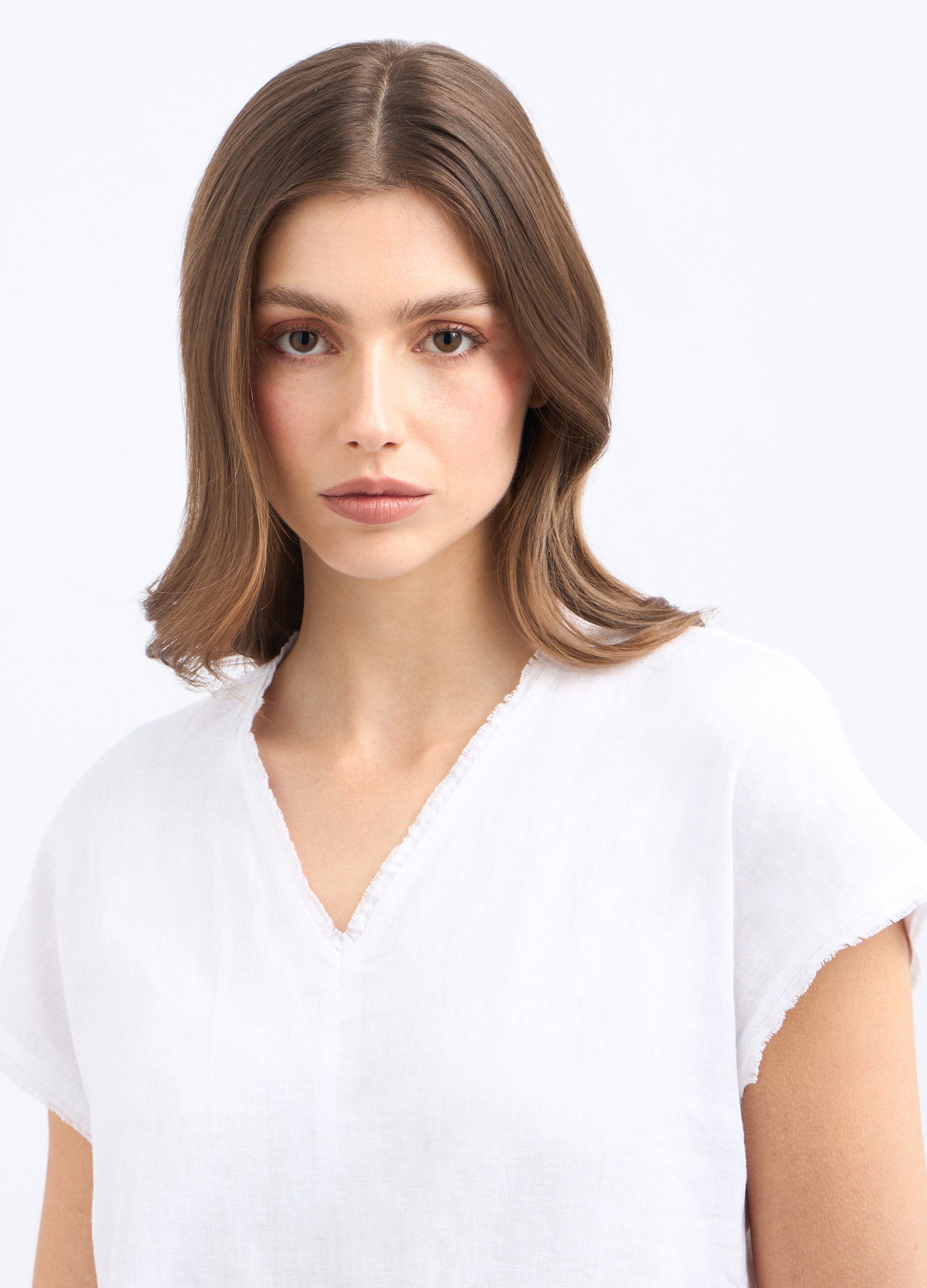 T-shirt in misto lino donna_2