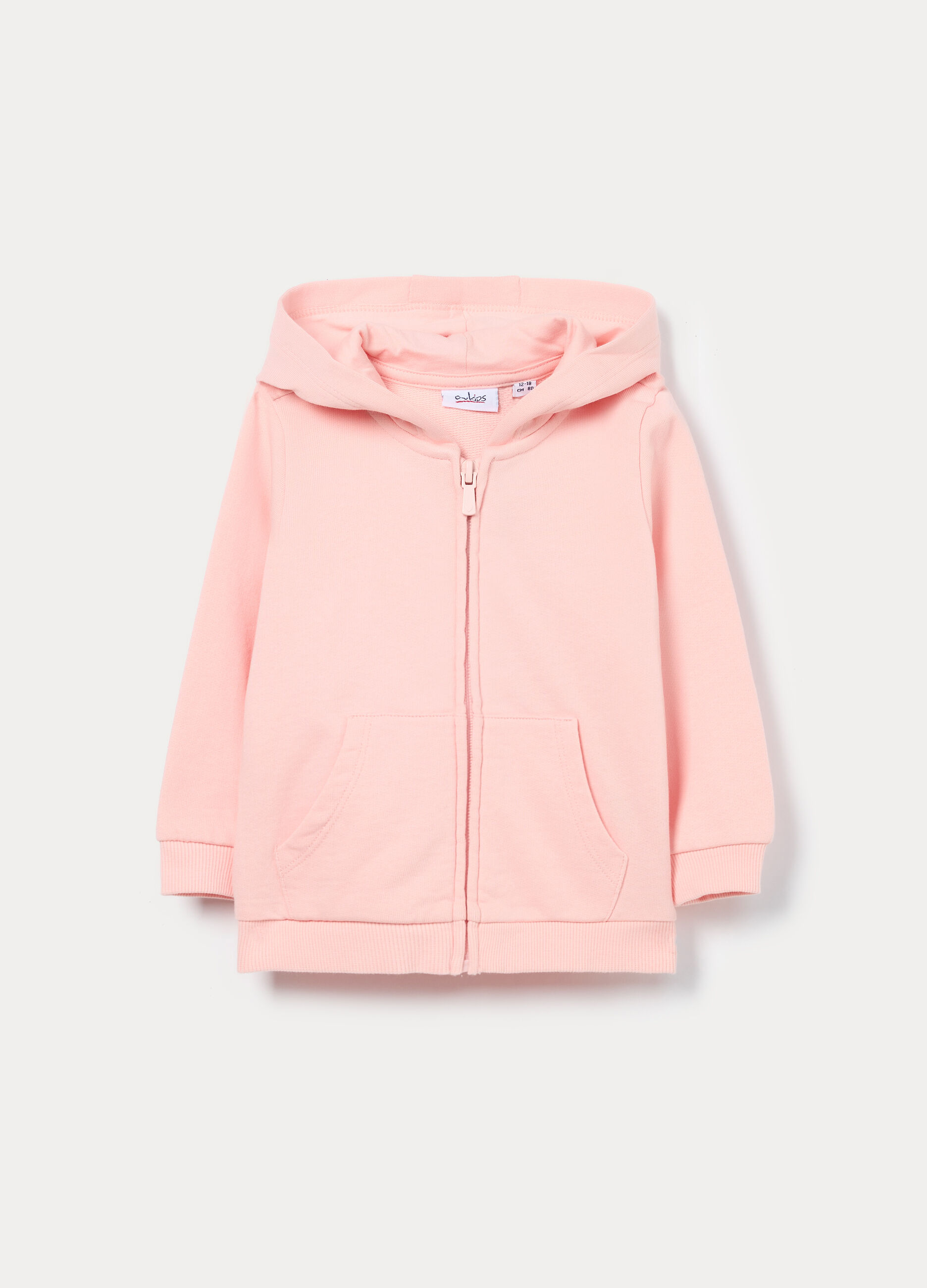 Felpa con cappuccio in french terry di puro cotone bimba_0