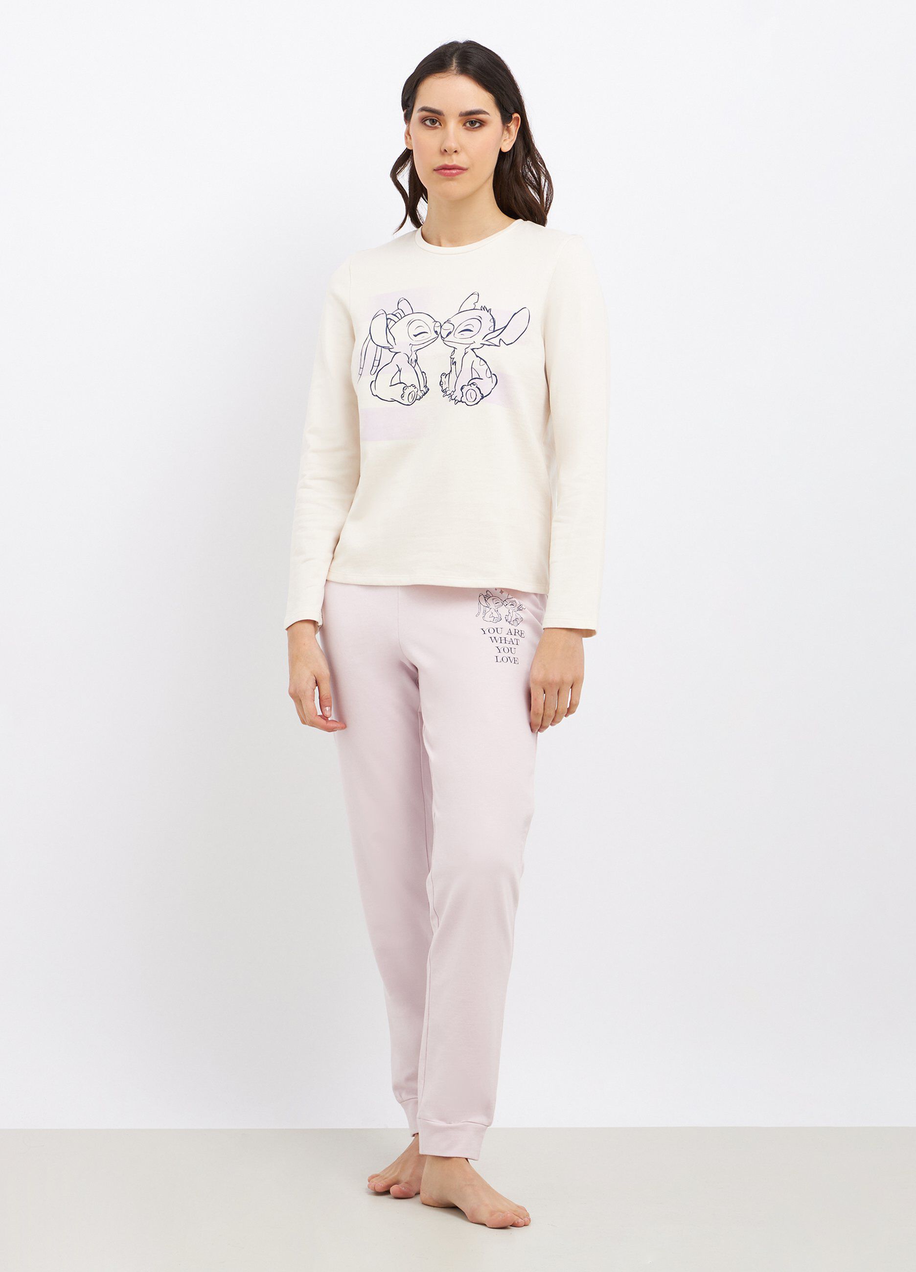 Set pigiama lungo in puro cotone donna_0