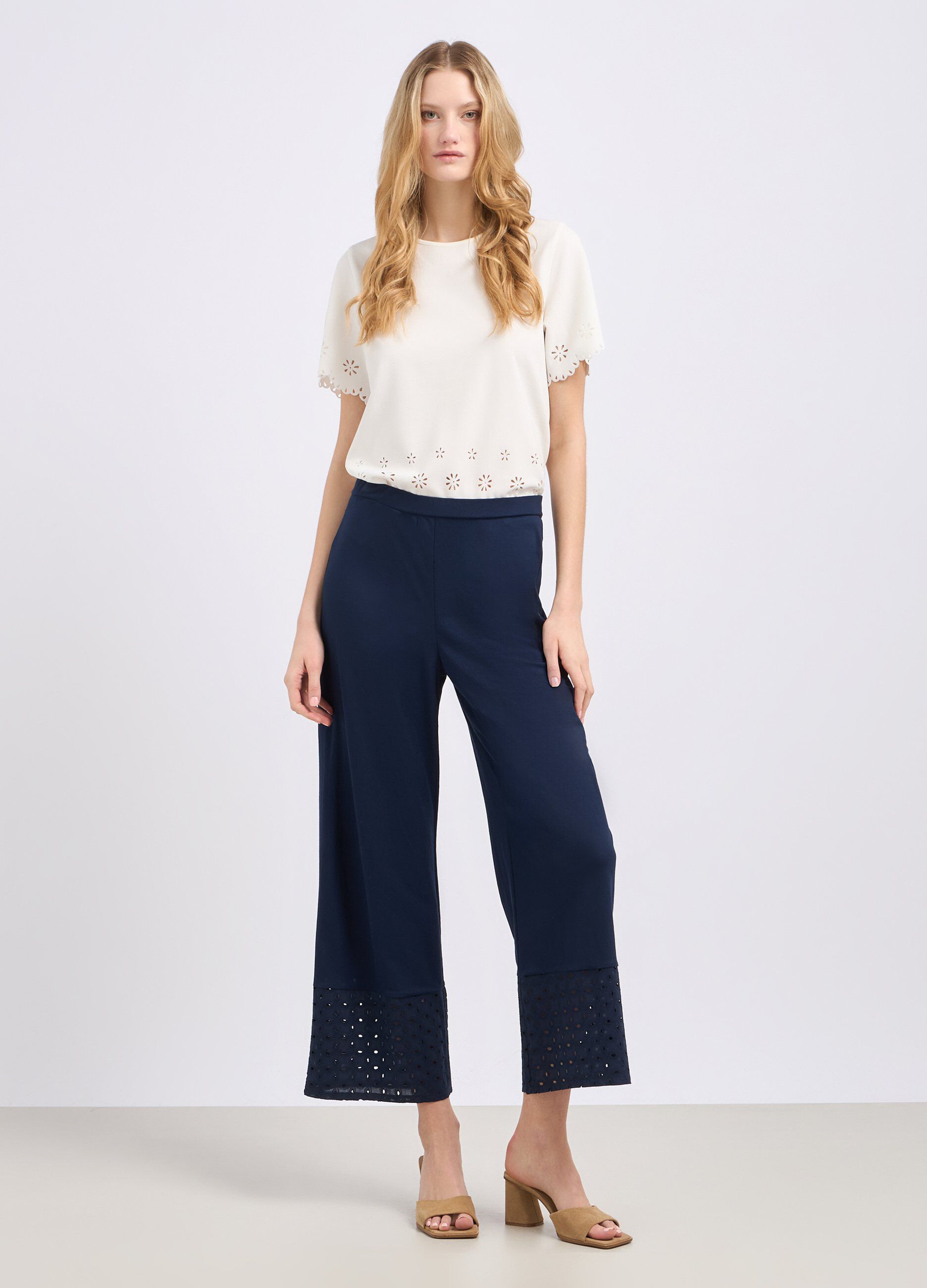 Pantaloni palazzo in misto viscosa donna_0