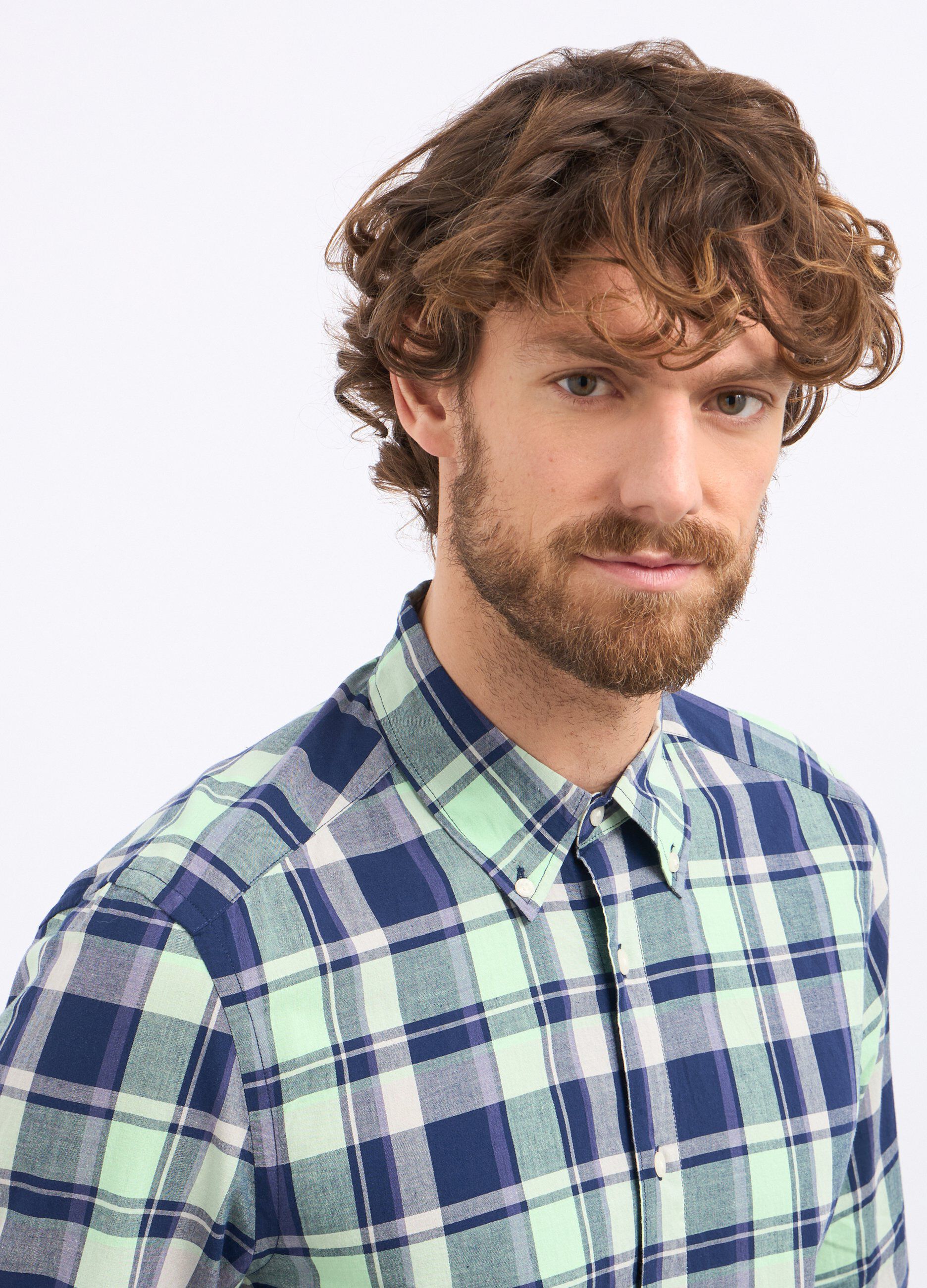 Camicia a quadri in puro cotone uomo_2