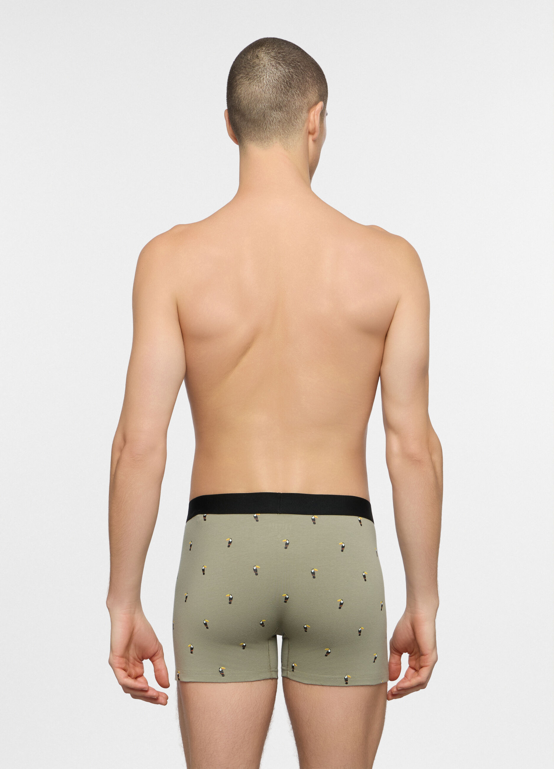 Boxer lunghi in jersey con stampa tropicale uomo_1