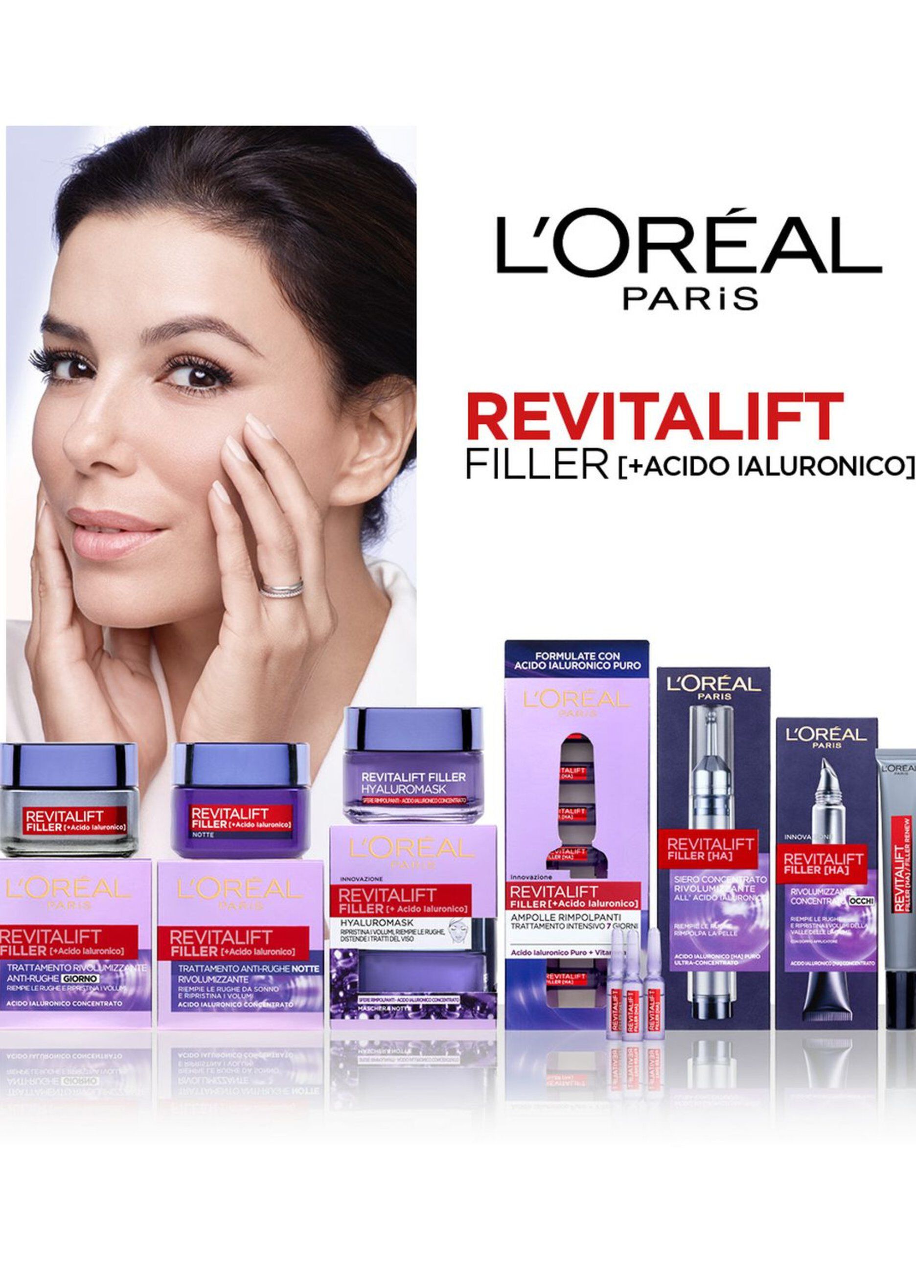 L'Oréal Paris Crema Viso Notte Revitalift Filler, Azione Antirughe Rivolumizzante con Acido Ialuronico Concentrato, 50 ml.