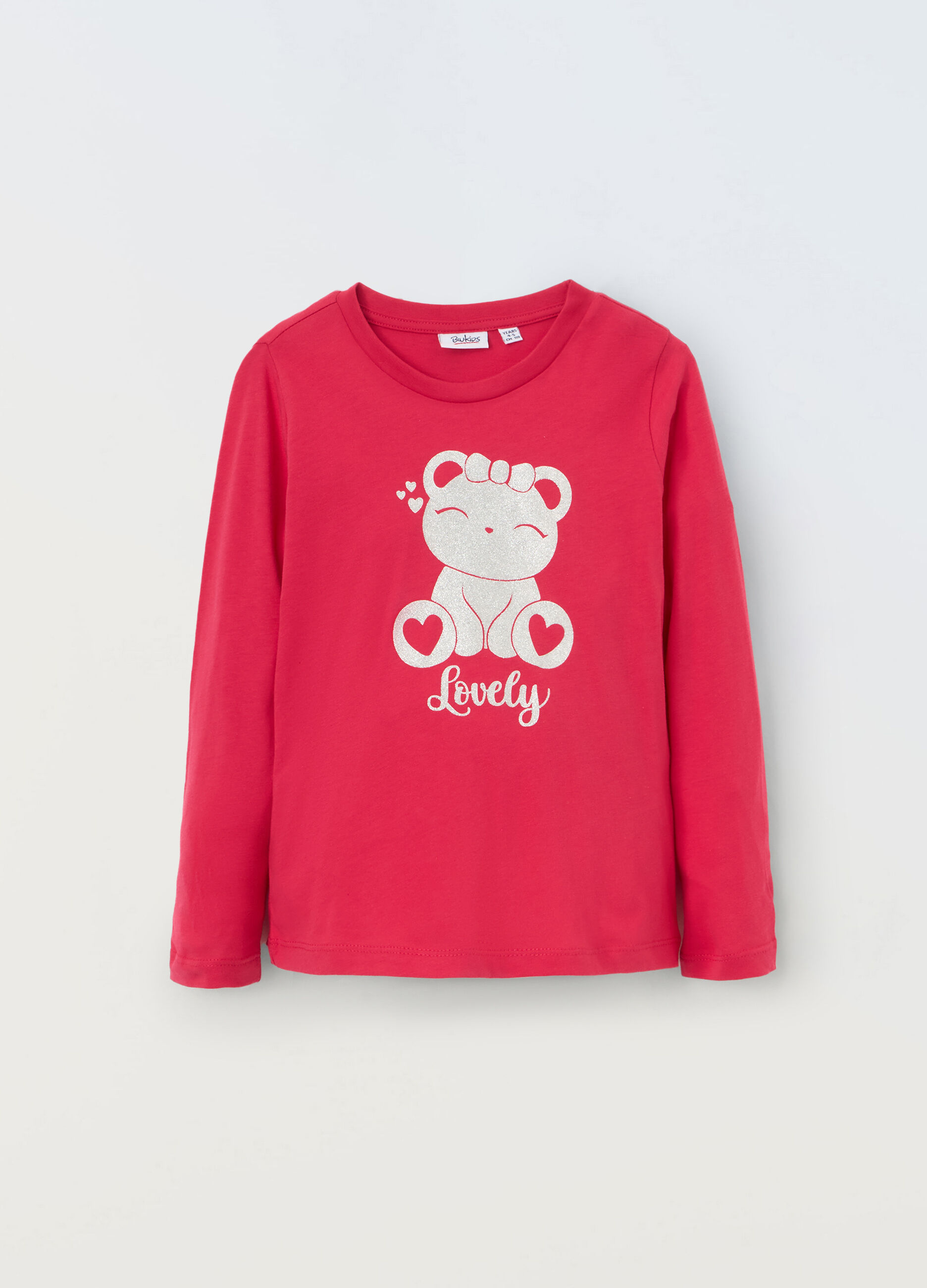 T-shirt in puro cotone a maniche lunghe bambina_0