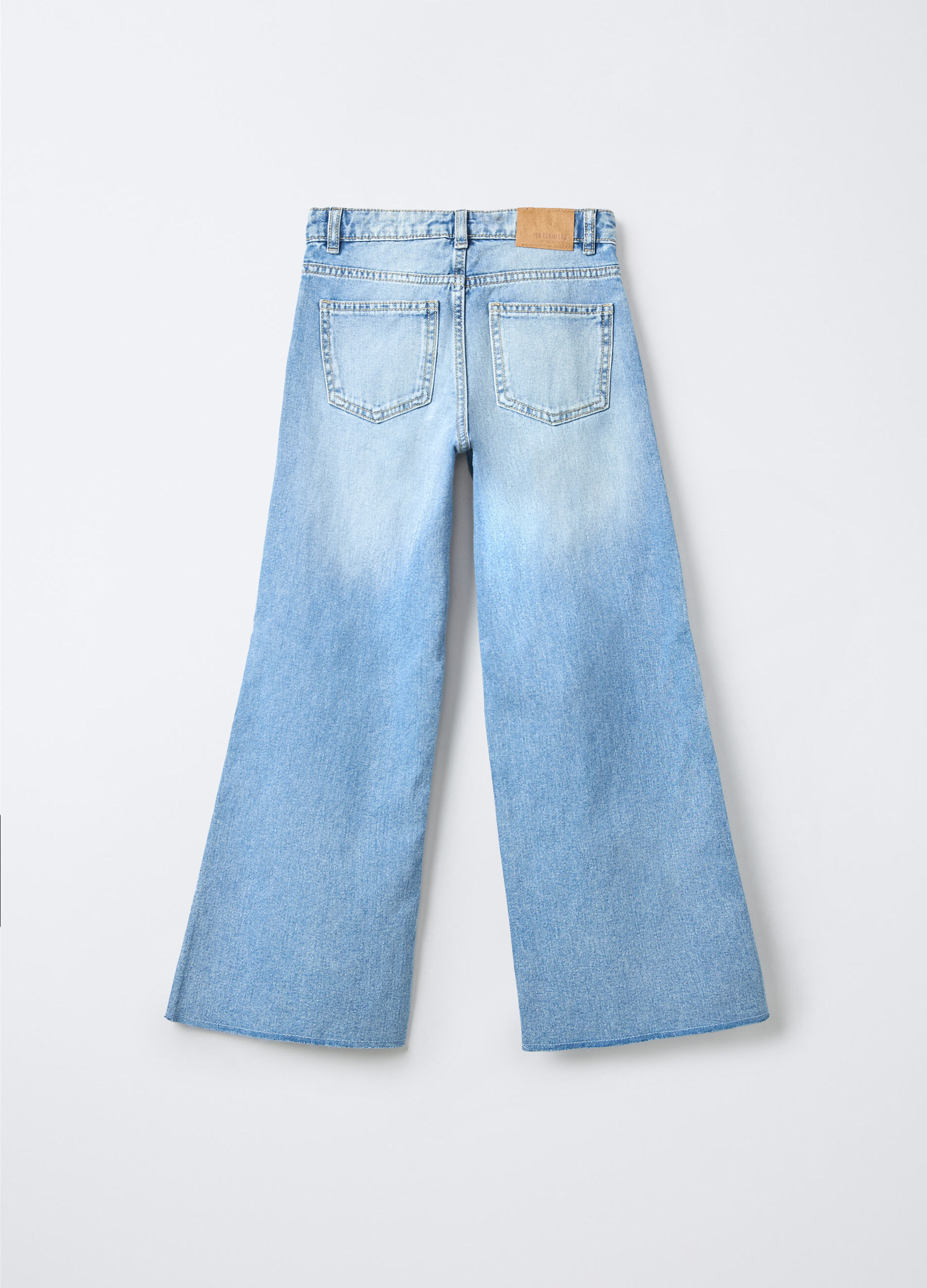 Pantaloni in denim di puro cotone Wide Leg ragazza_1