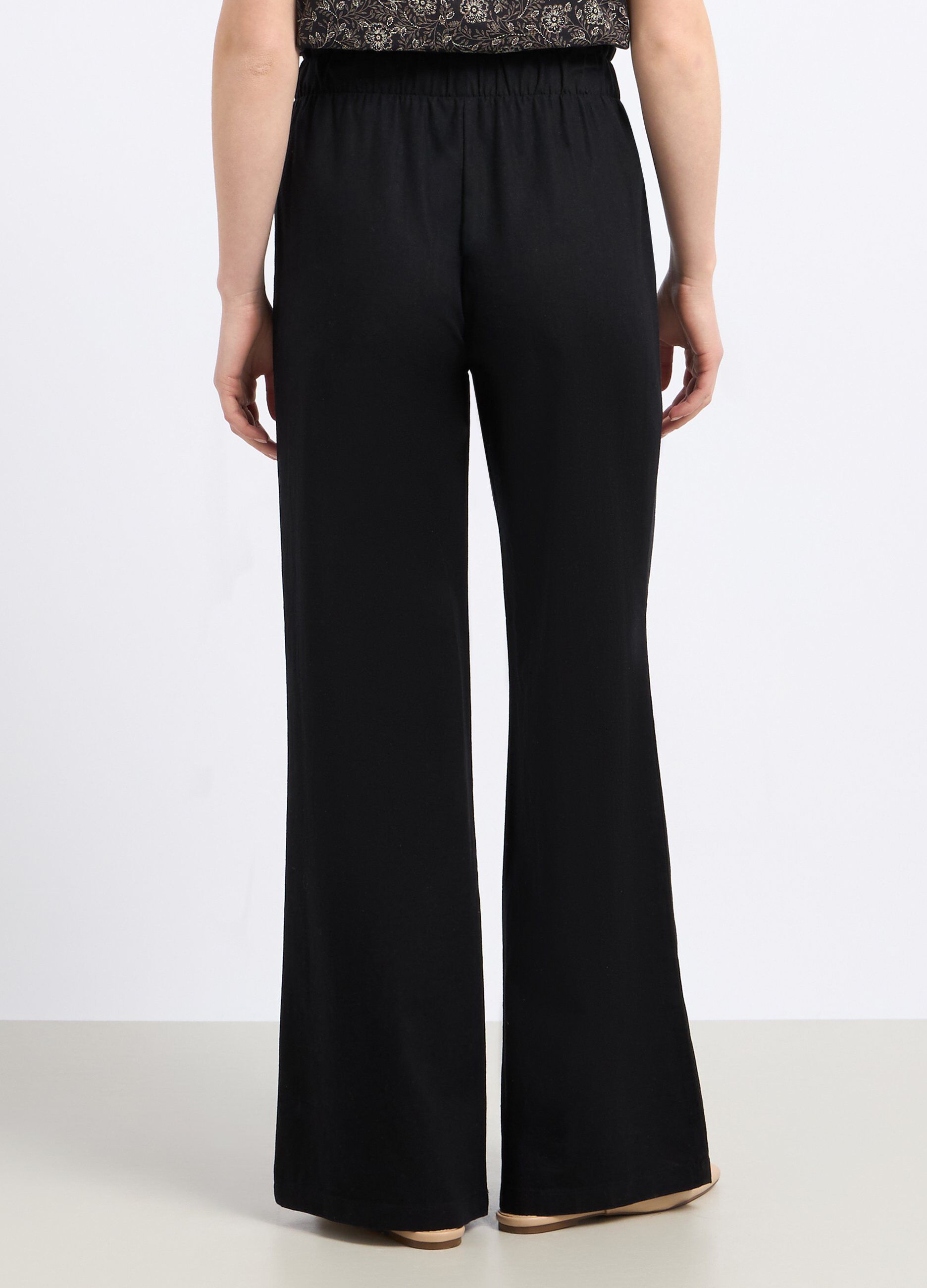 Pantaloni palazzo in misto lino donna_1