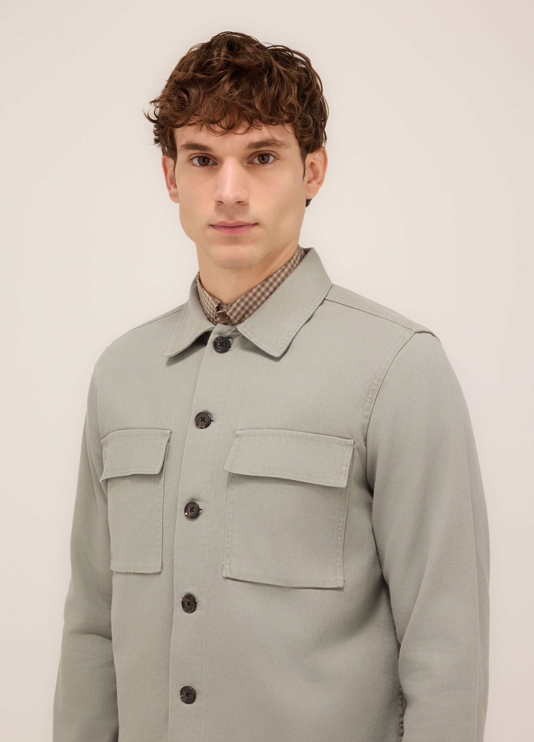 Giacca a camicia in twill di cotone uomo_2
