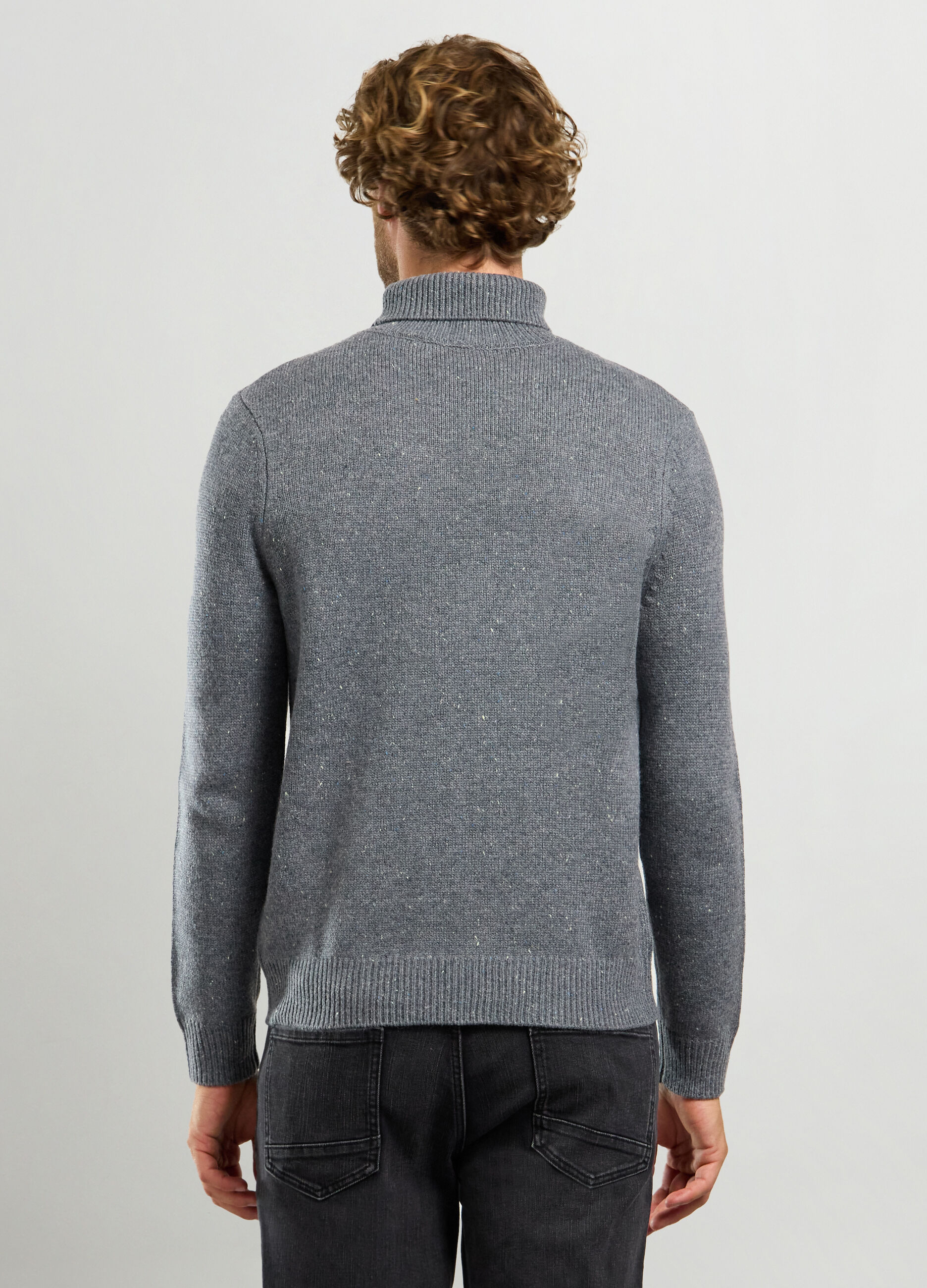 Maglione collo alto maglia rasata uomo_1