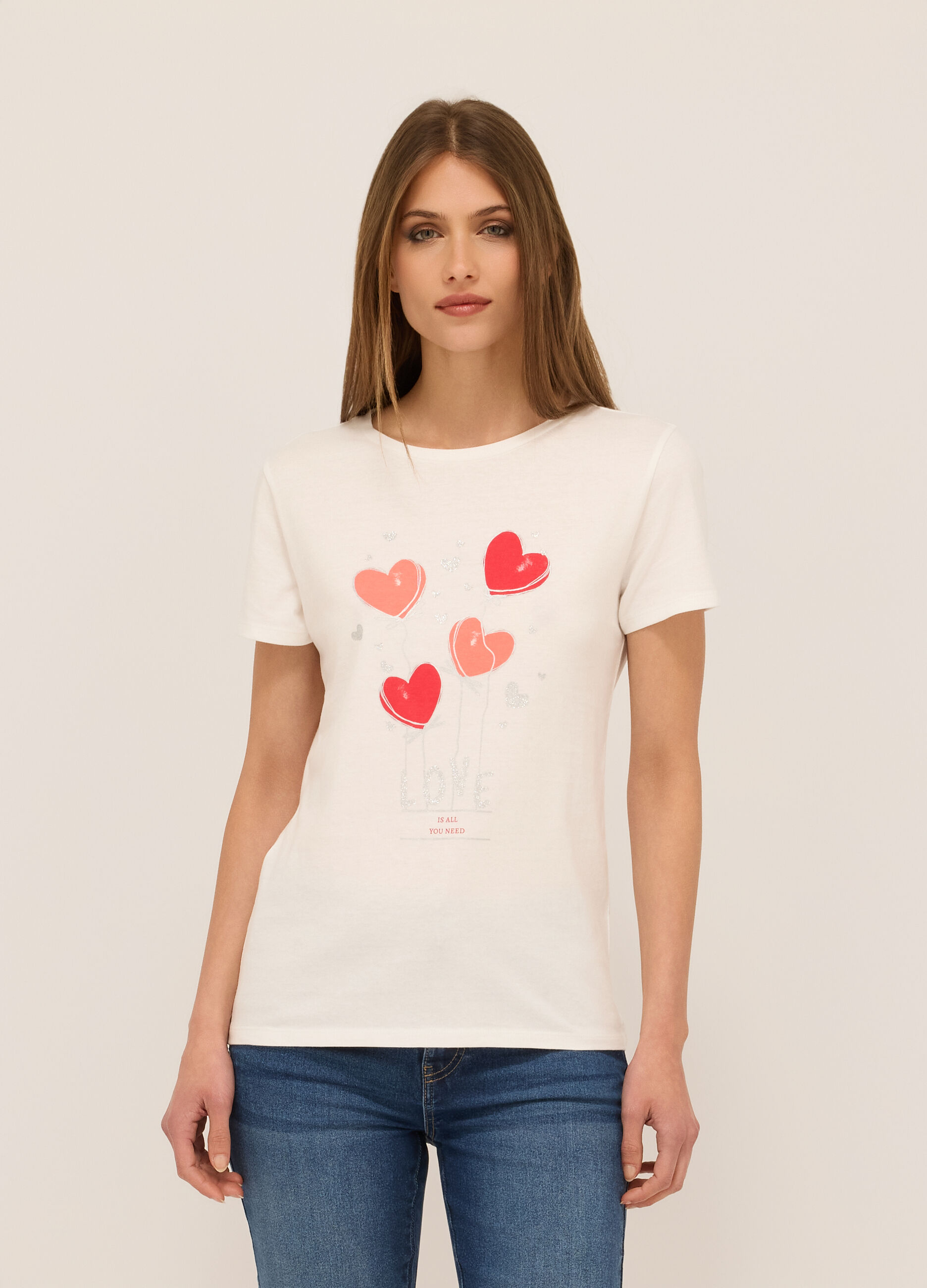 T-shirt in jersey di puro cotone donna_0