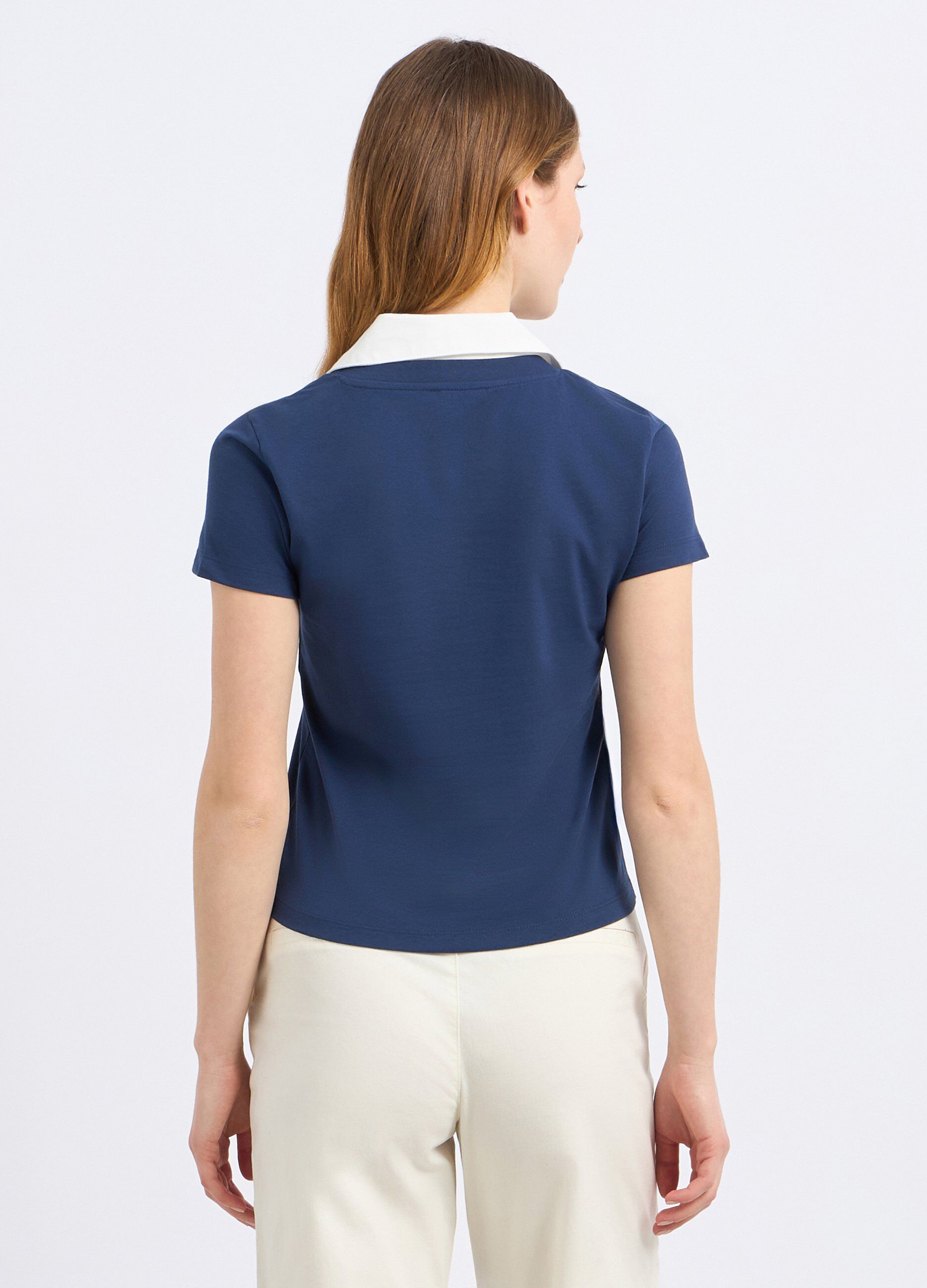 T-shirt con inserto camicia donna_1