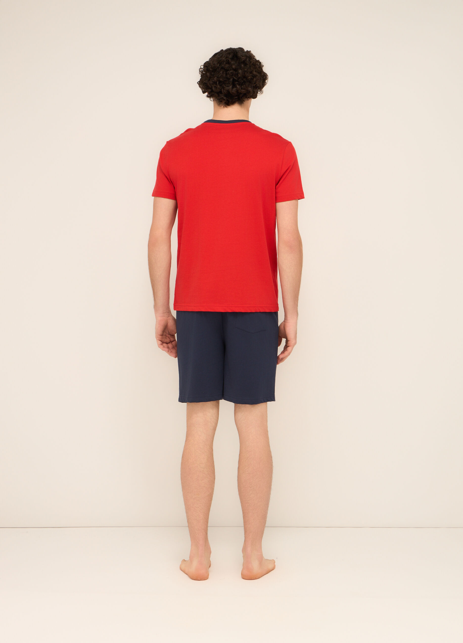 Pigiama corto in cotone bicolor uomo_1