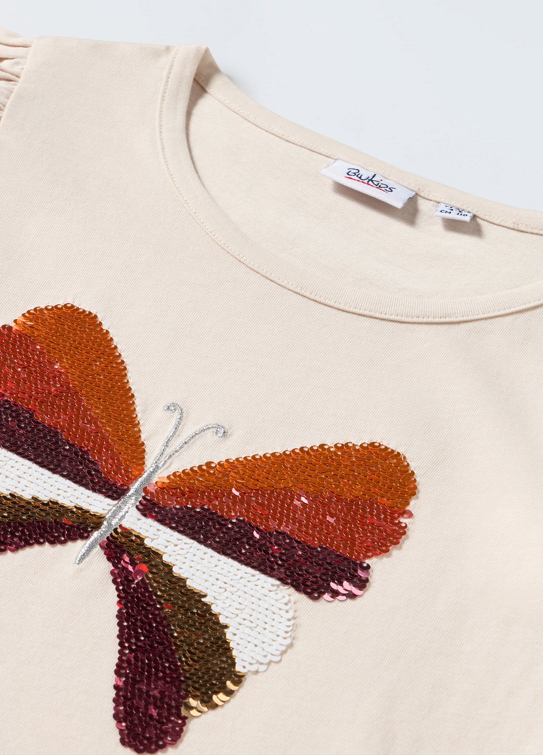 T-shirt in puro cotone con paillettes bambina