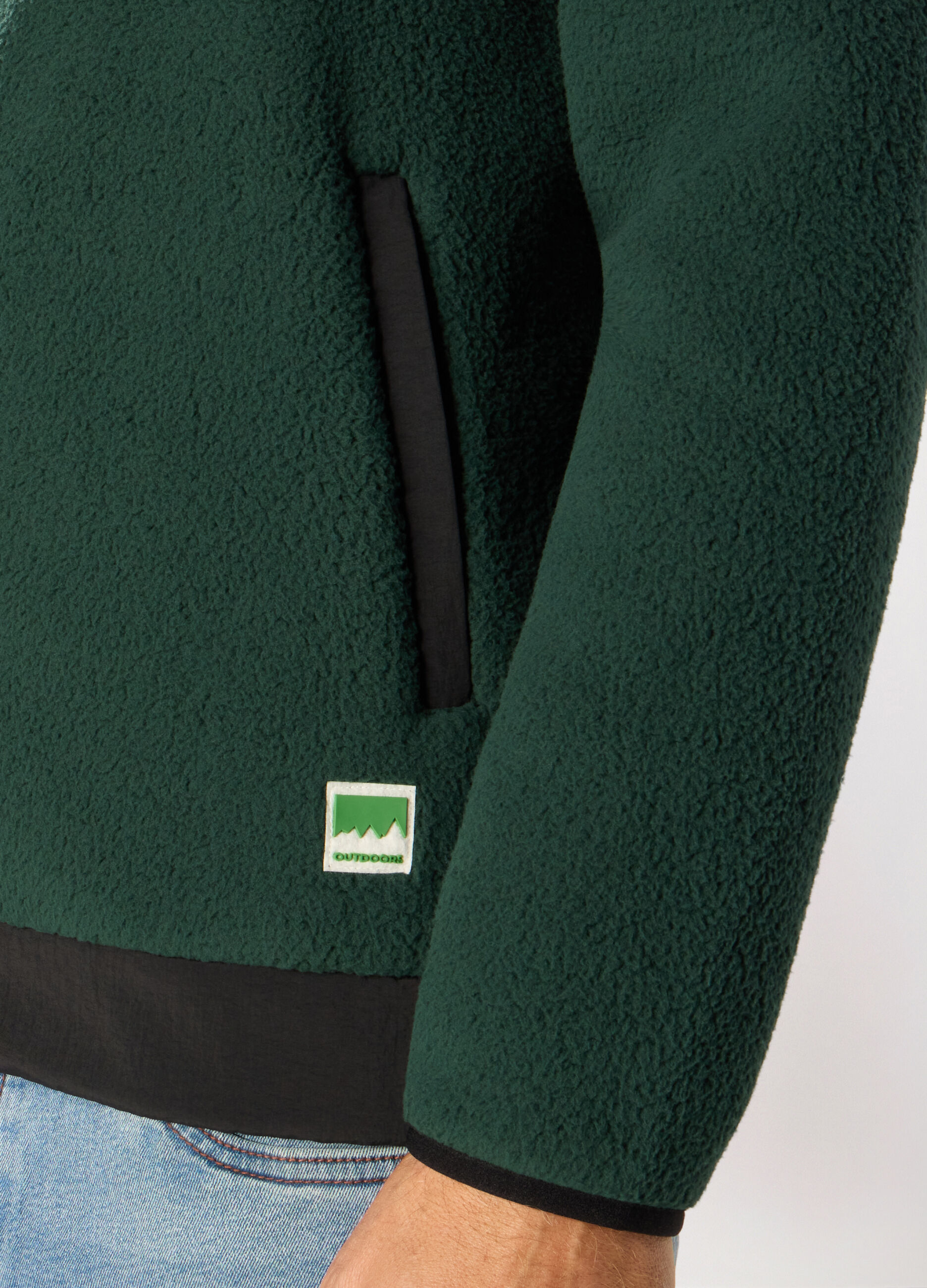 Felpa in pile con cappuccio e zip uomo_2