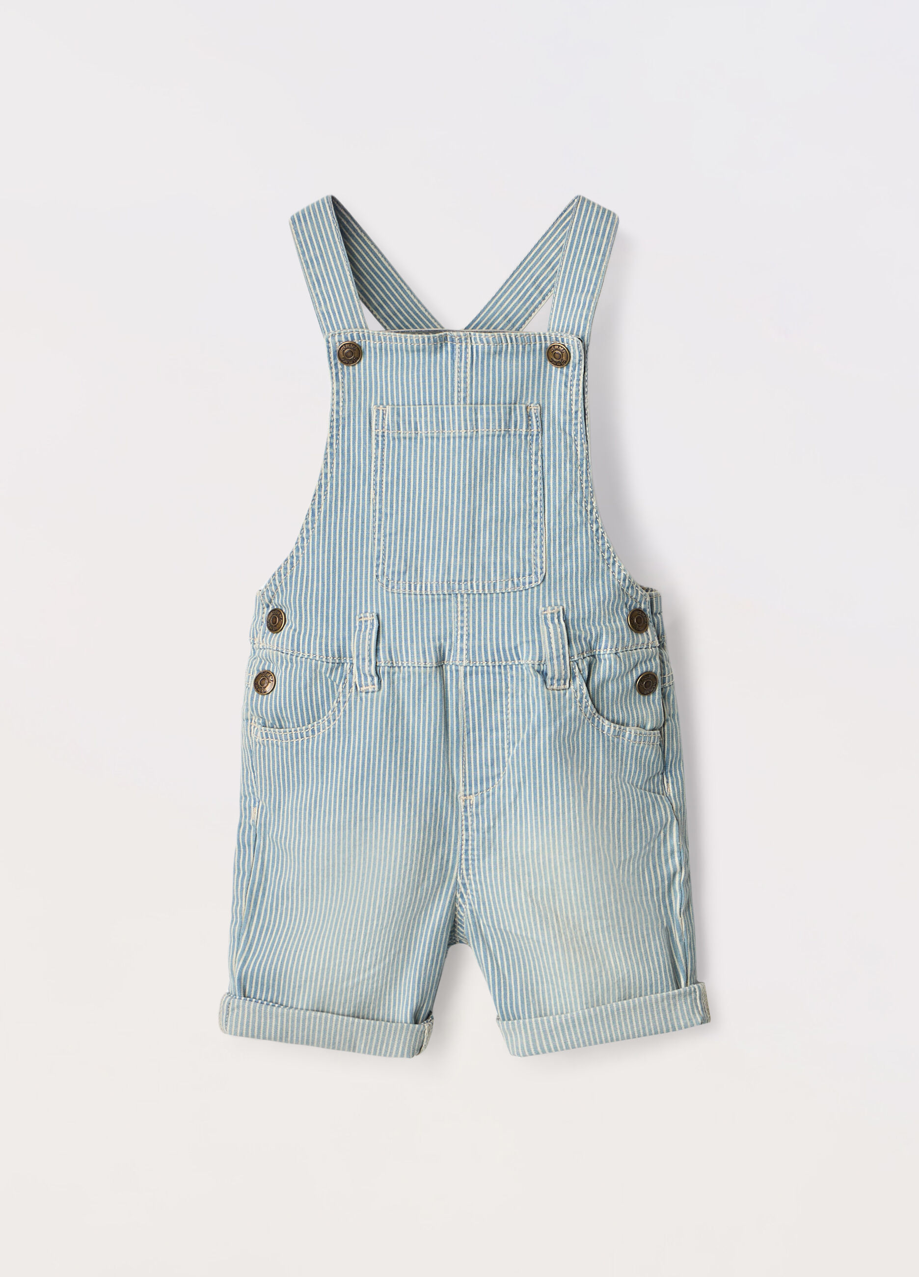 Salopette in cotone stretch a righe neonato_0