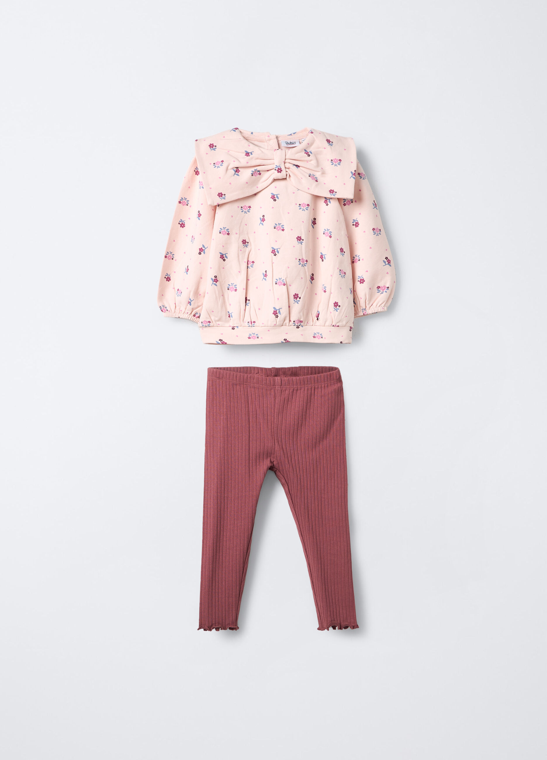 Jogging set in cotone garzato stretch bimba_0