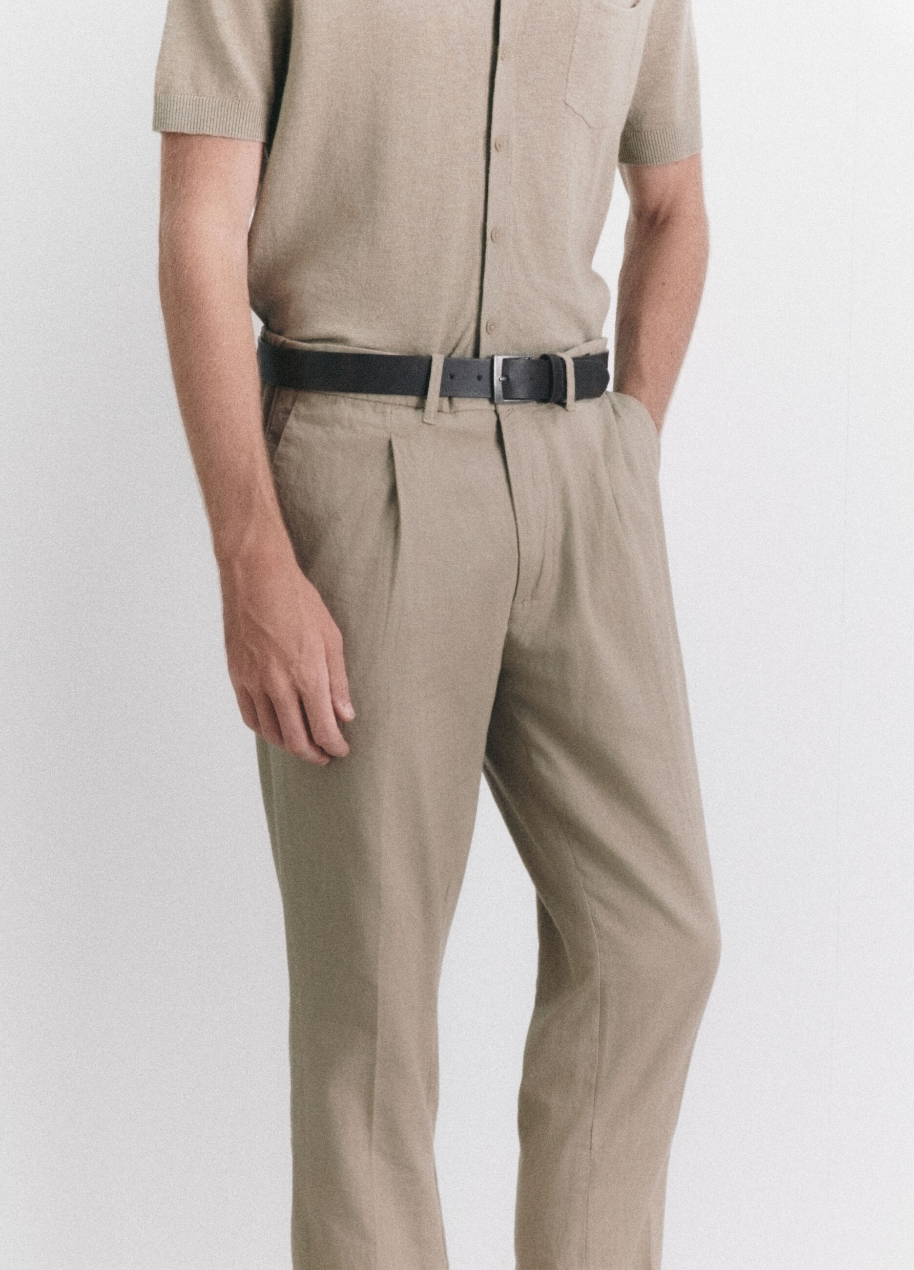 Pantalone chino in lino e cotone uomo