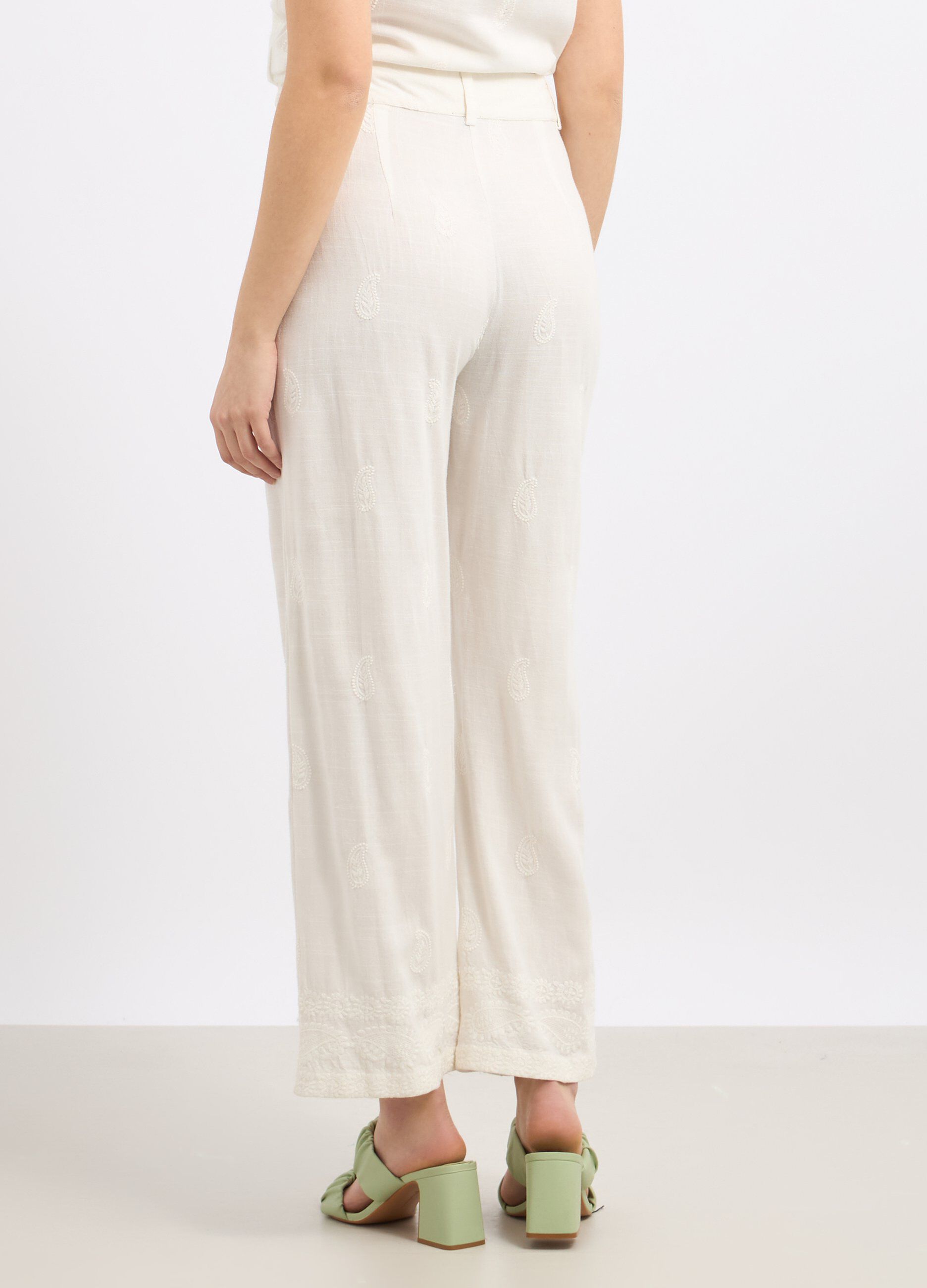 Pantaloni in misto lino donna_1