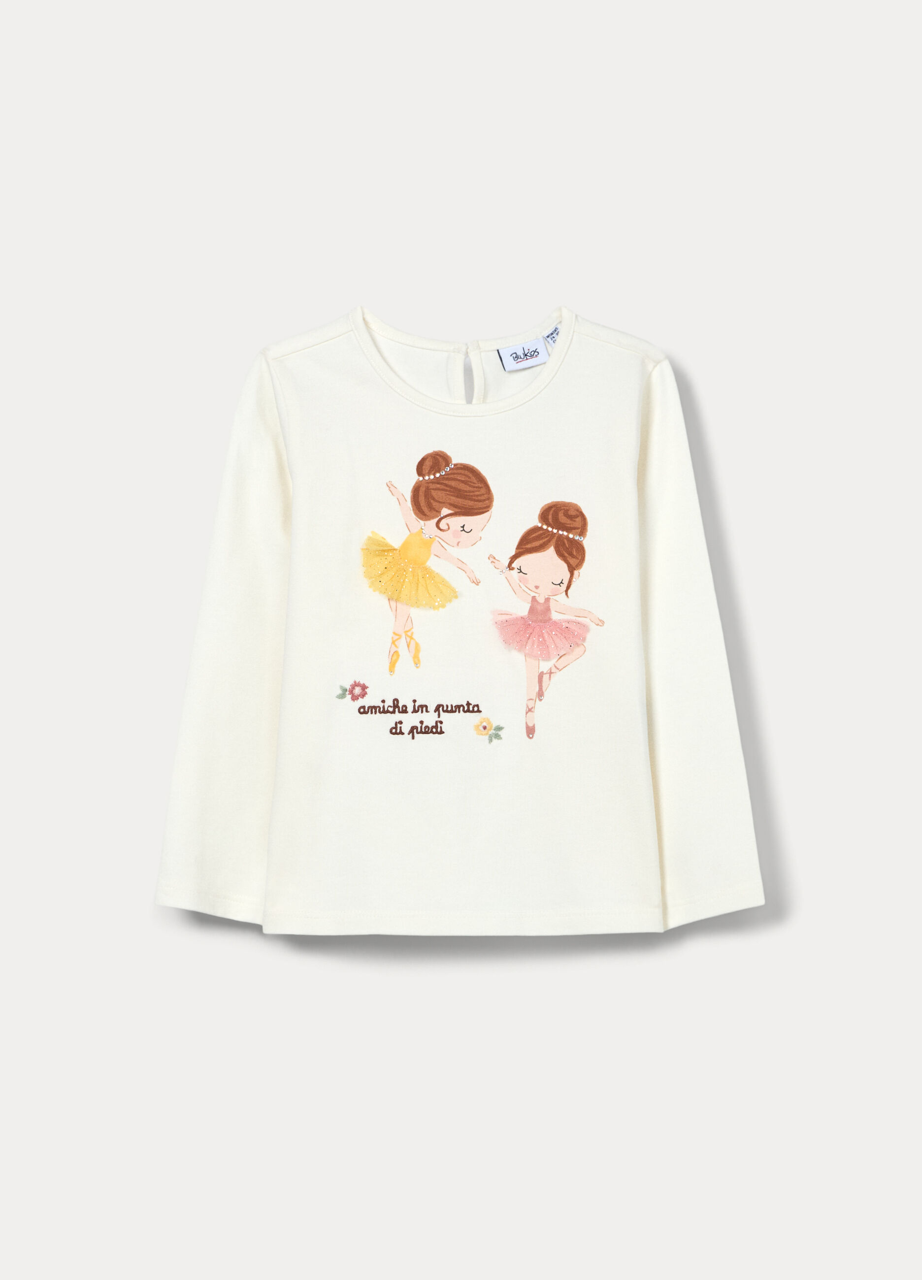 T-shirt in jersey di cotone stretch bimba_0