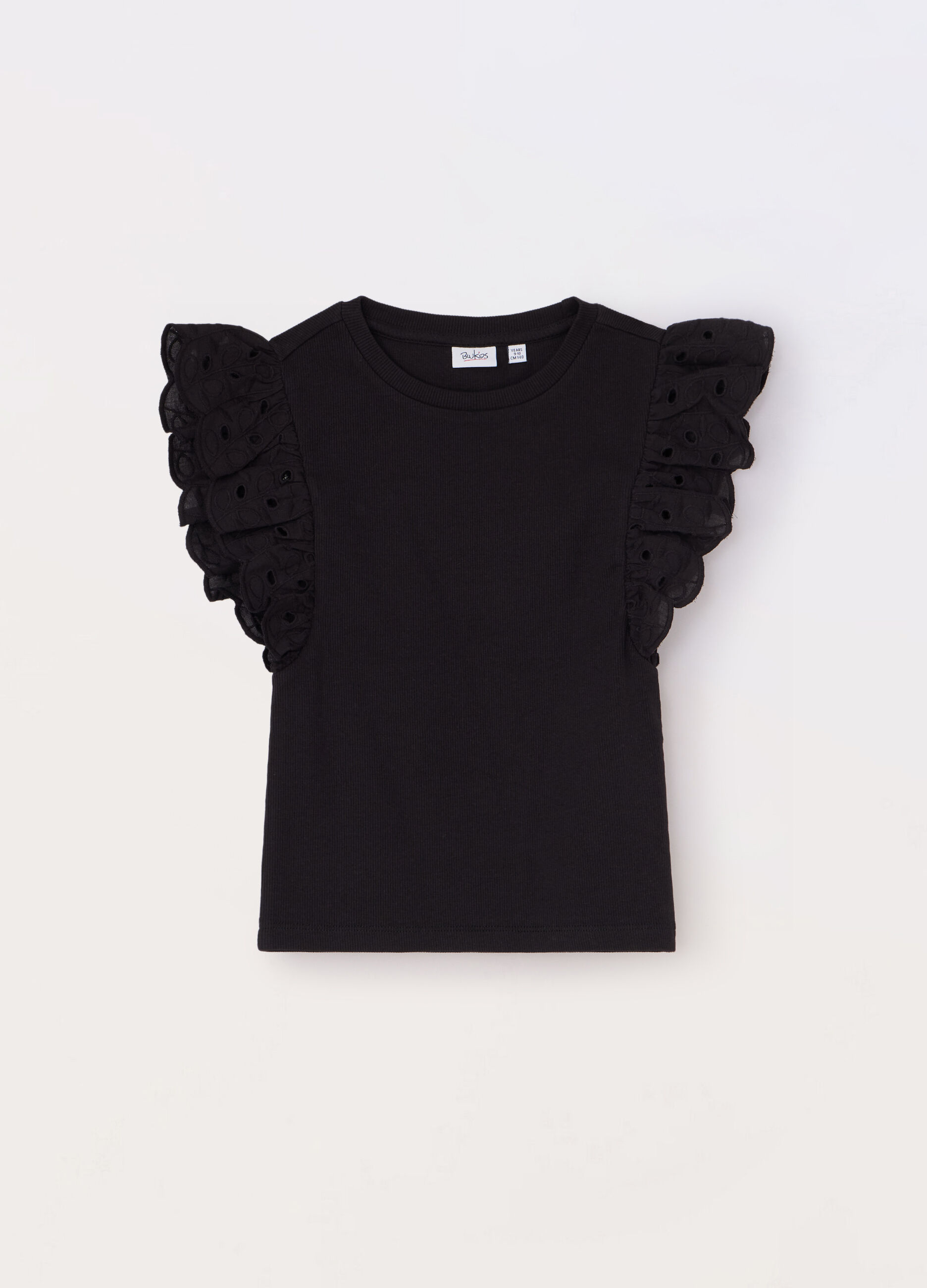 T-shirt con maniche in sangallo ragazza_0