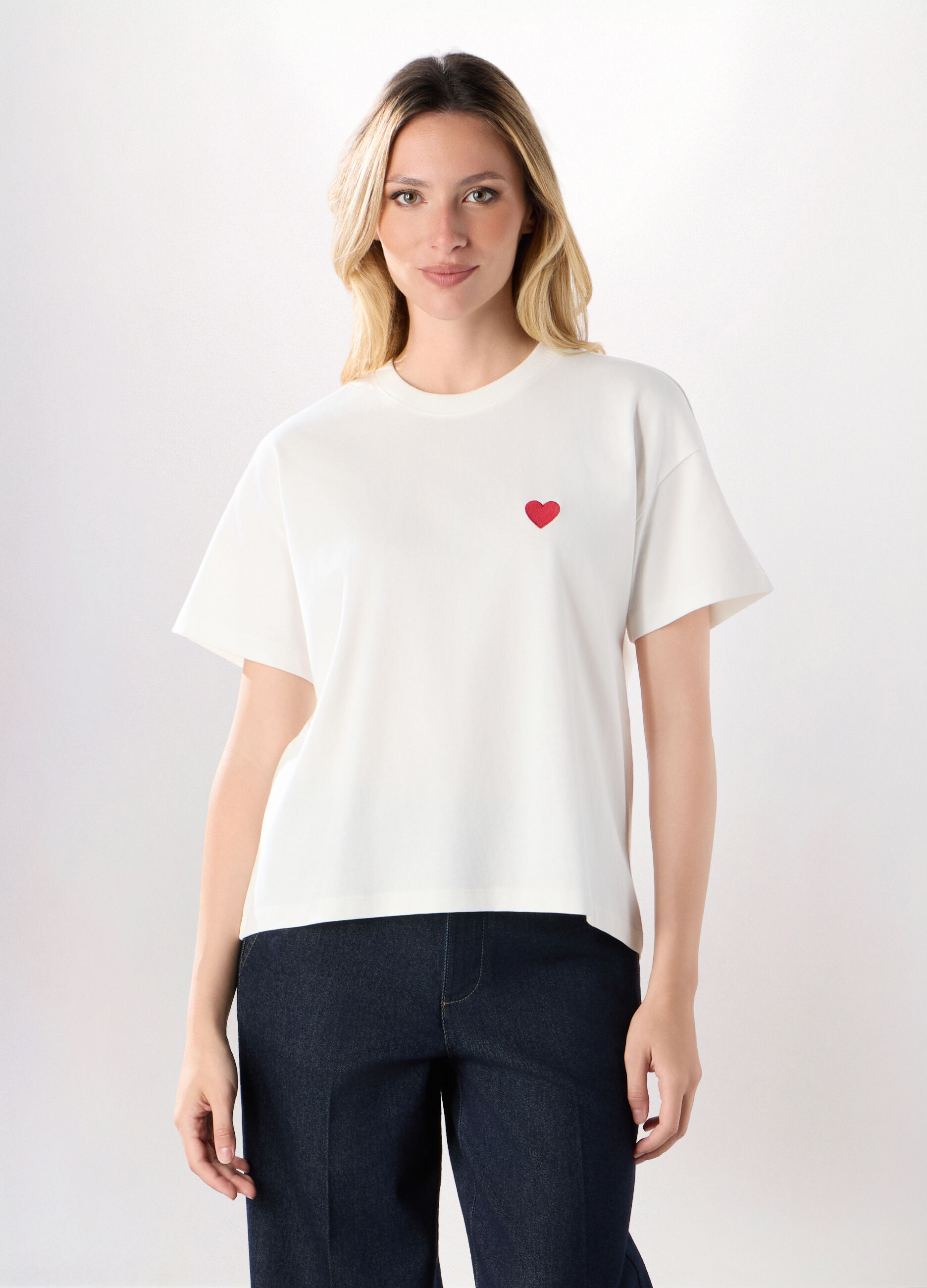 T-shirt in jersey di puro cotone donna_0