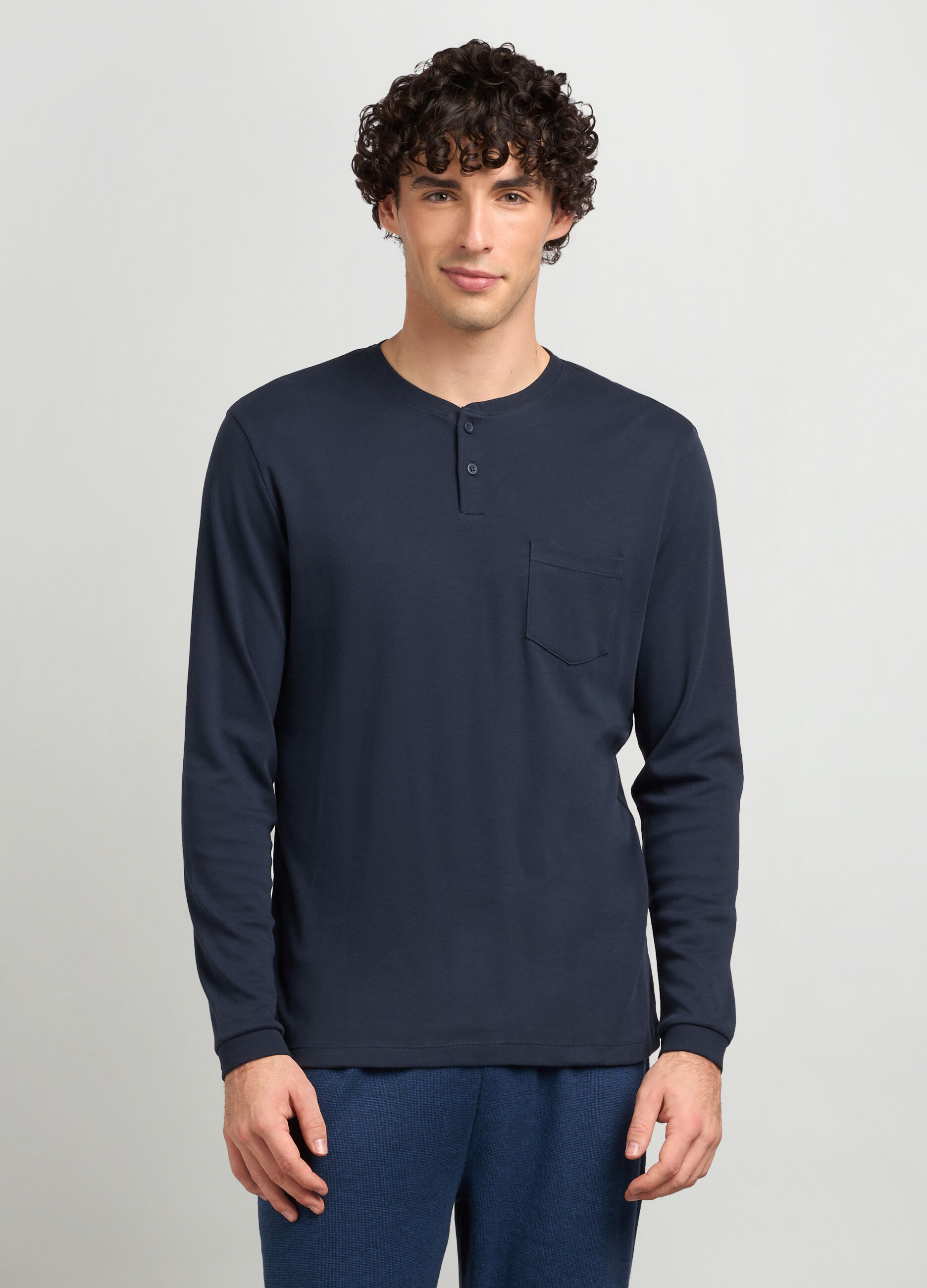Maglia collo serafino in puro cotone uomo