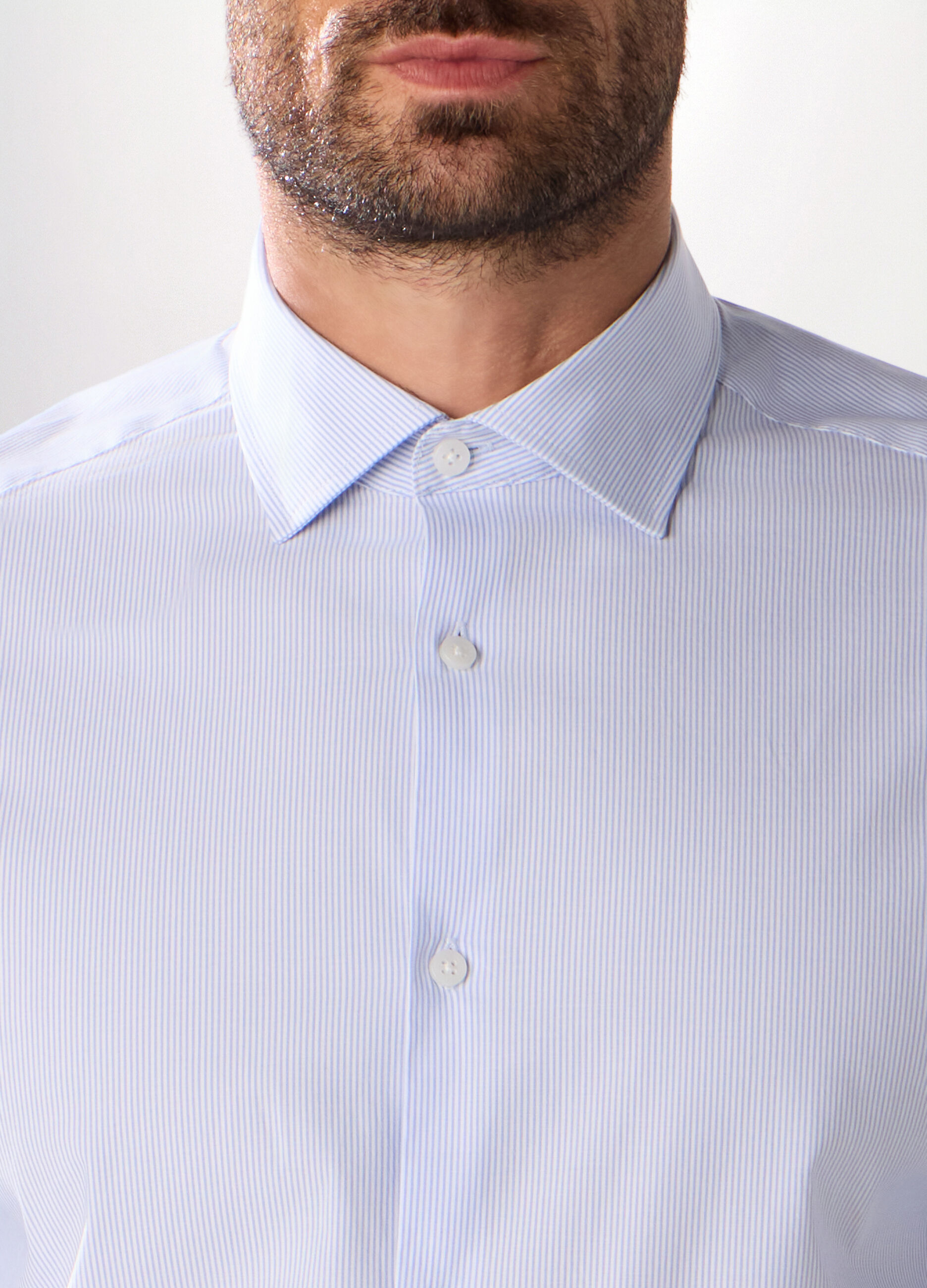 Camicia regular fit in cotone stretch a righe uomo_2