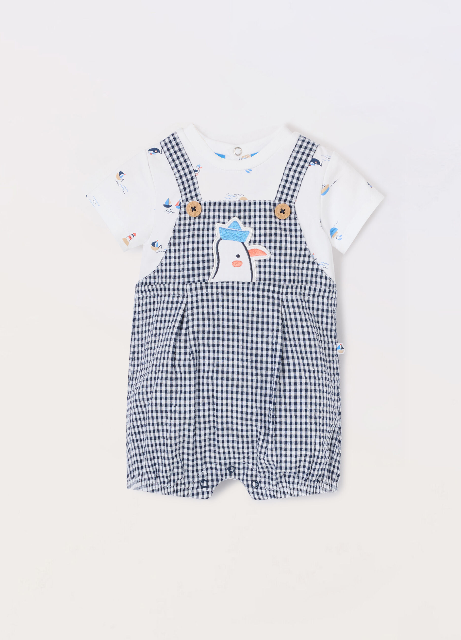 Pagliaccetto salopette misto cotone neonato_0