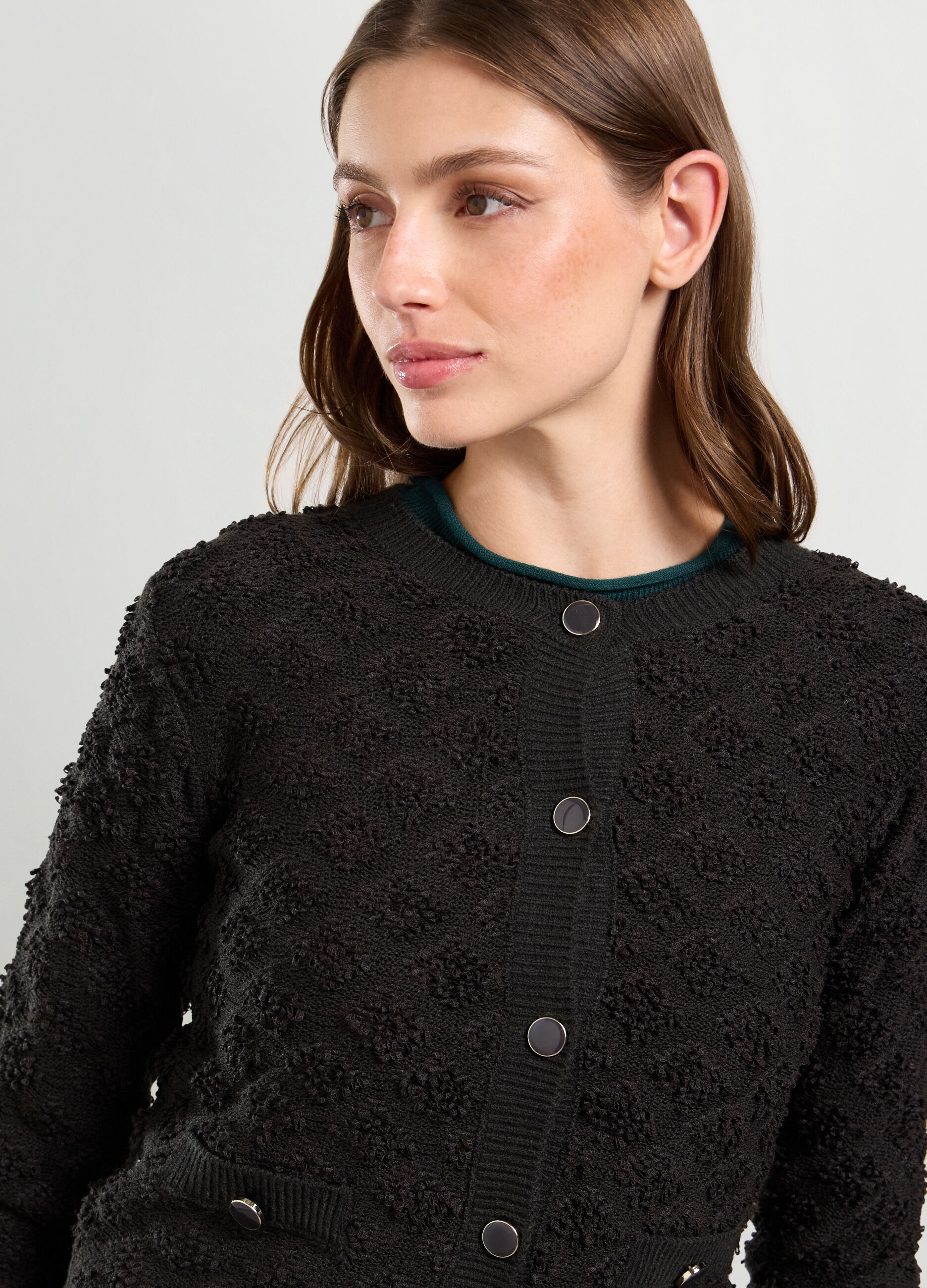 Cardigan con lavorazione jacquard donna_2