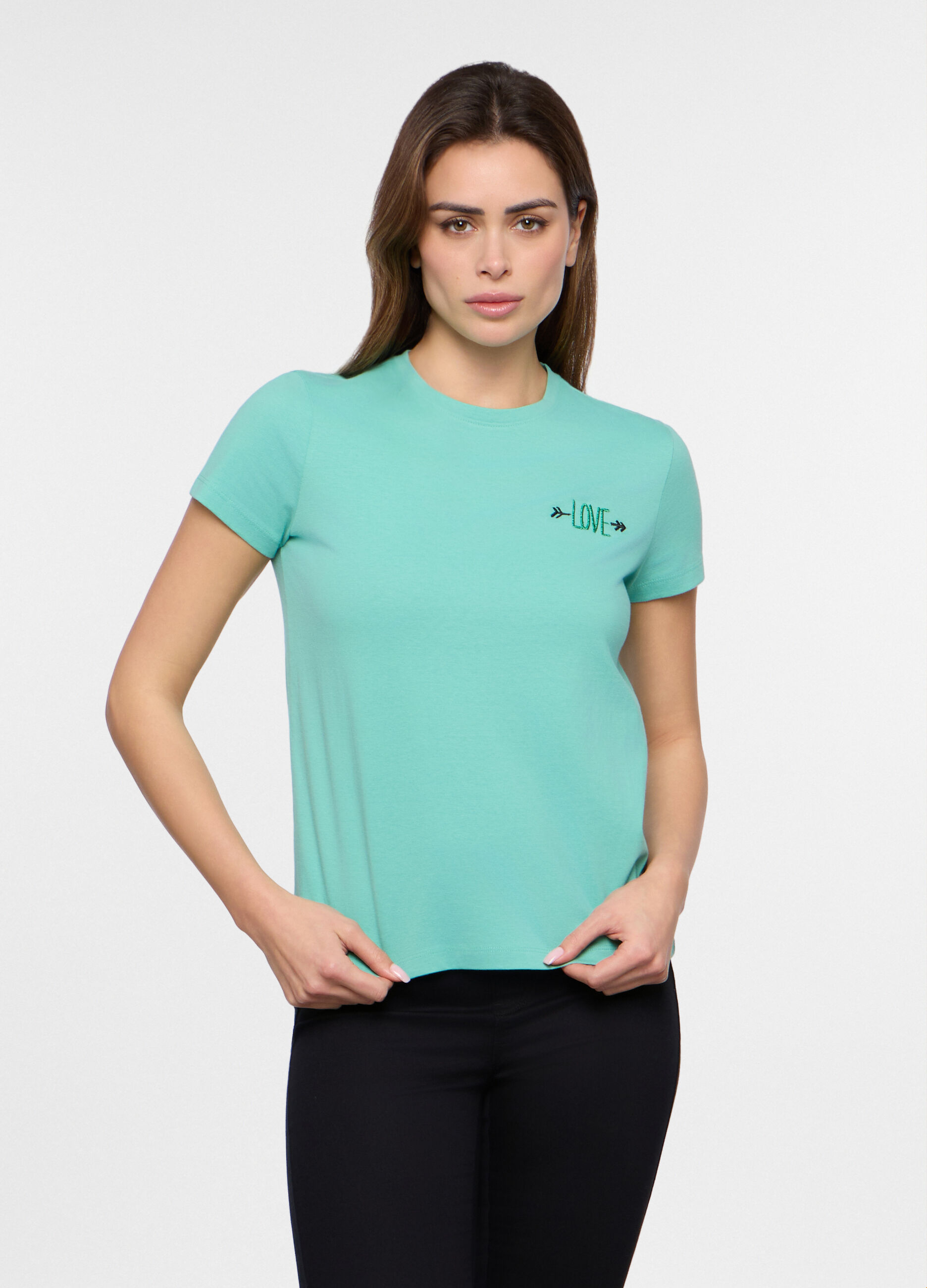 T-shirt in jersey di puro cotone donna_0