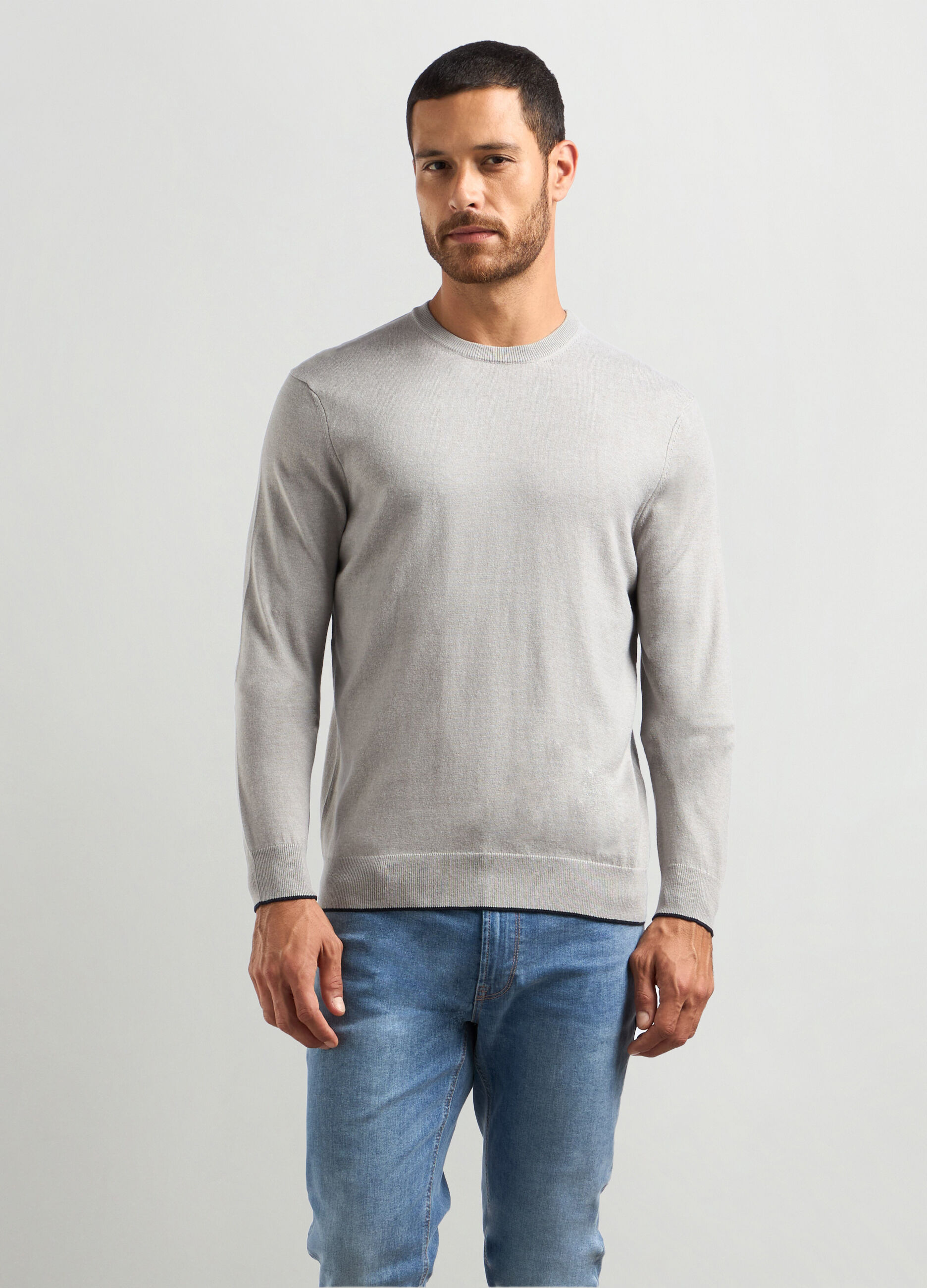 Maglione girocollo misto cotone uomo_0