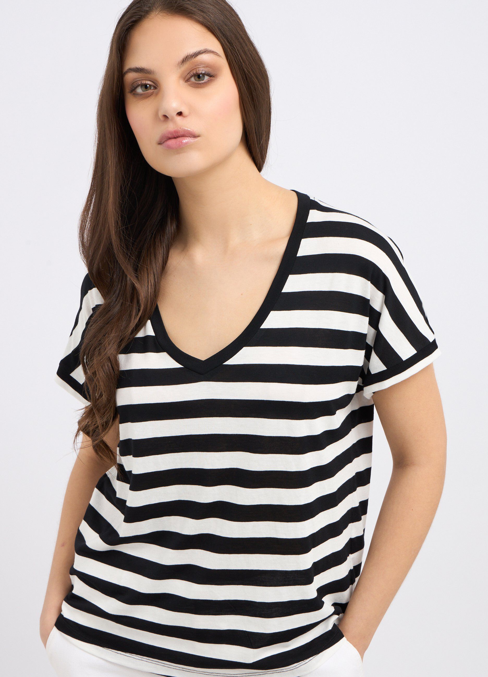 T-shirt in cotone a righe donna_2