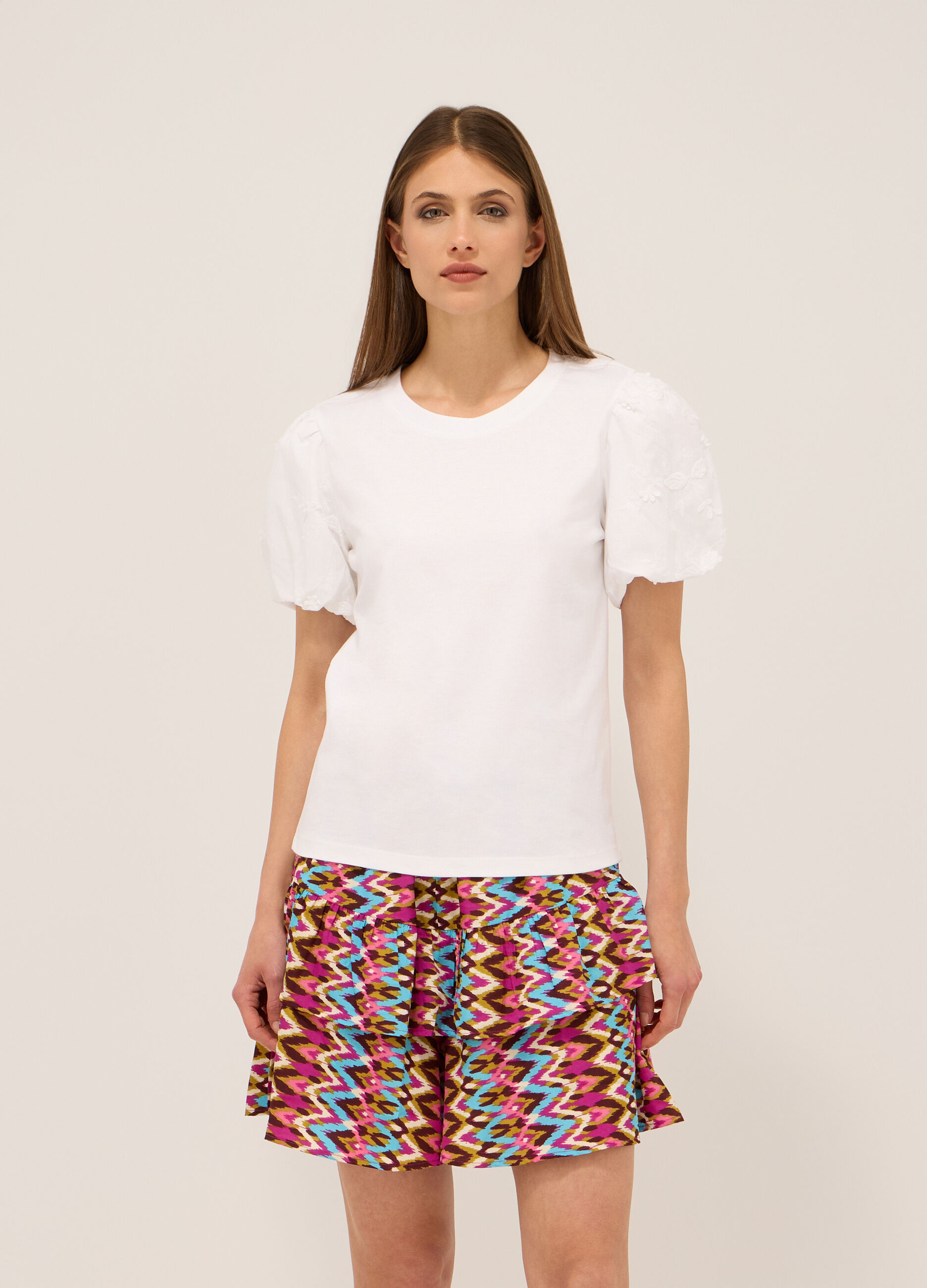 T-shirt in jersey di puro cotone donna_0