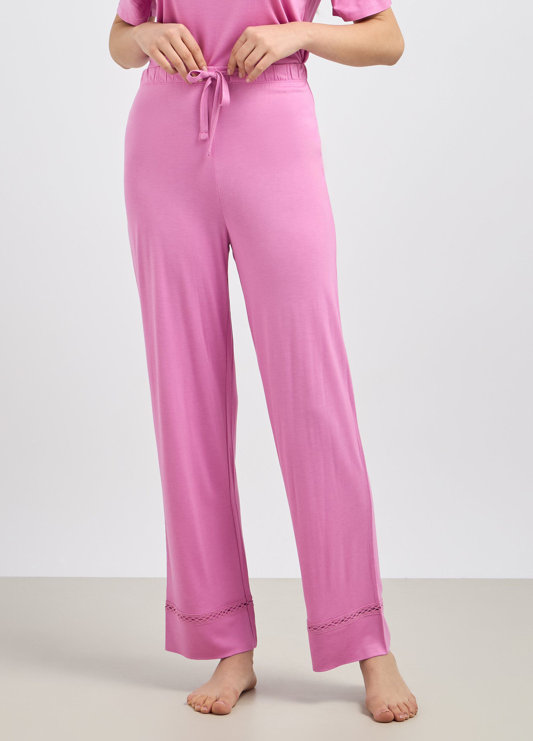 Pantalone lungo pigiama con pizzo donna_0