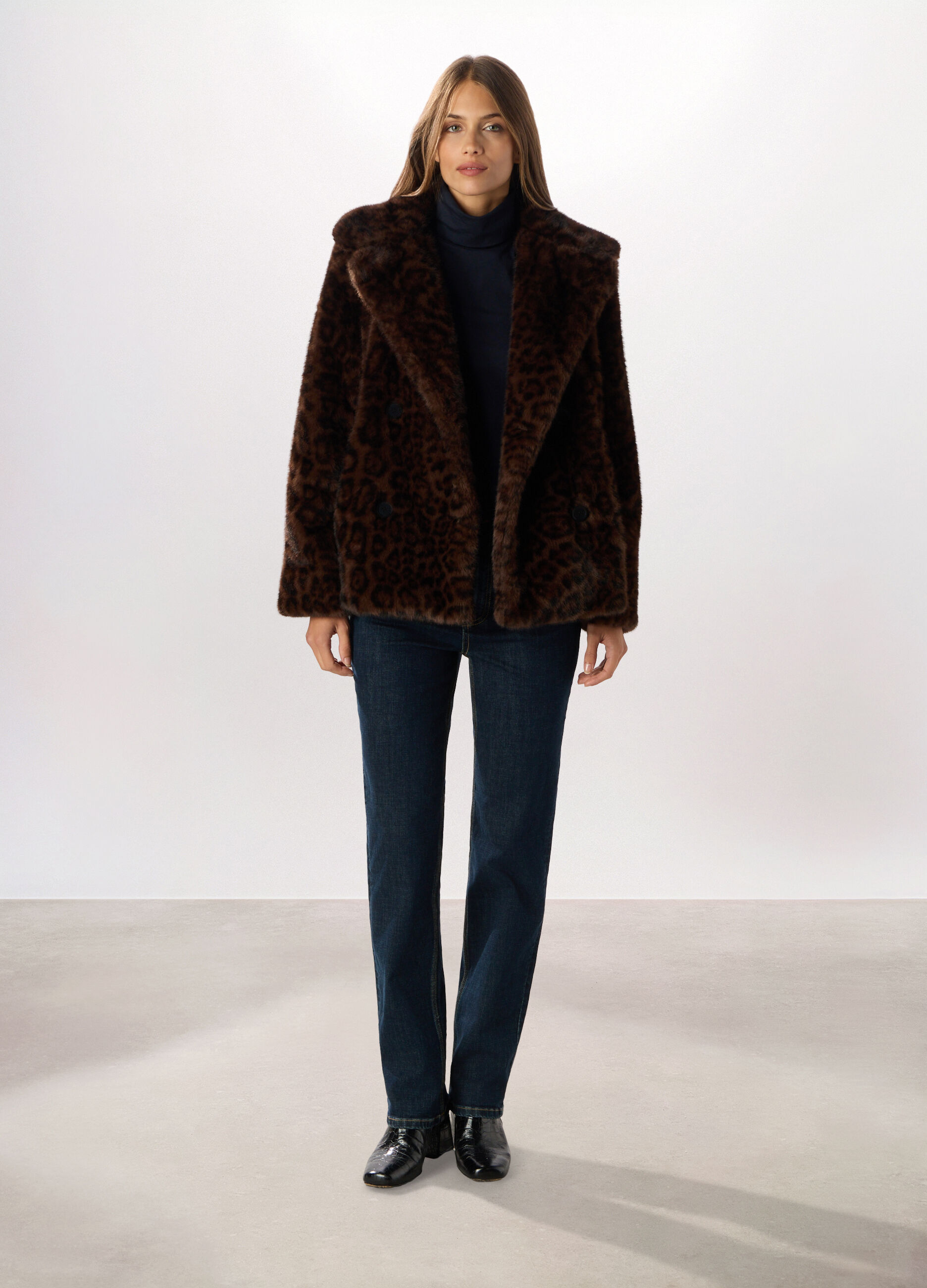 Giacca in eco fur animalier donna_0