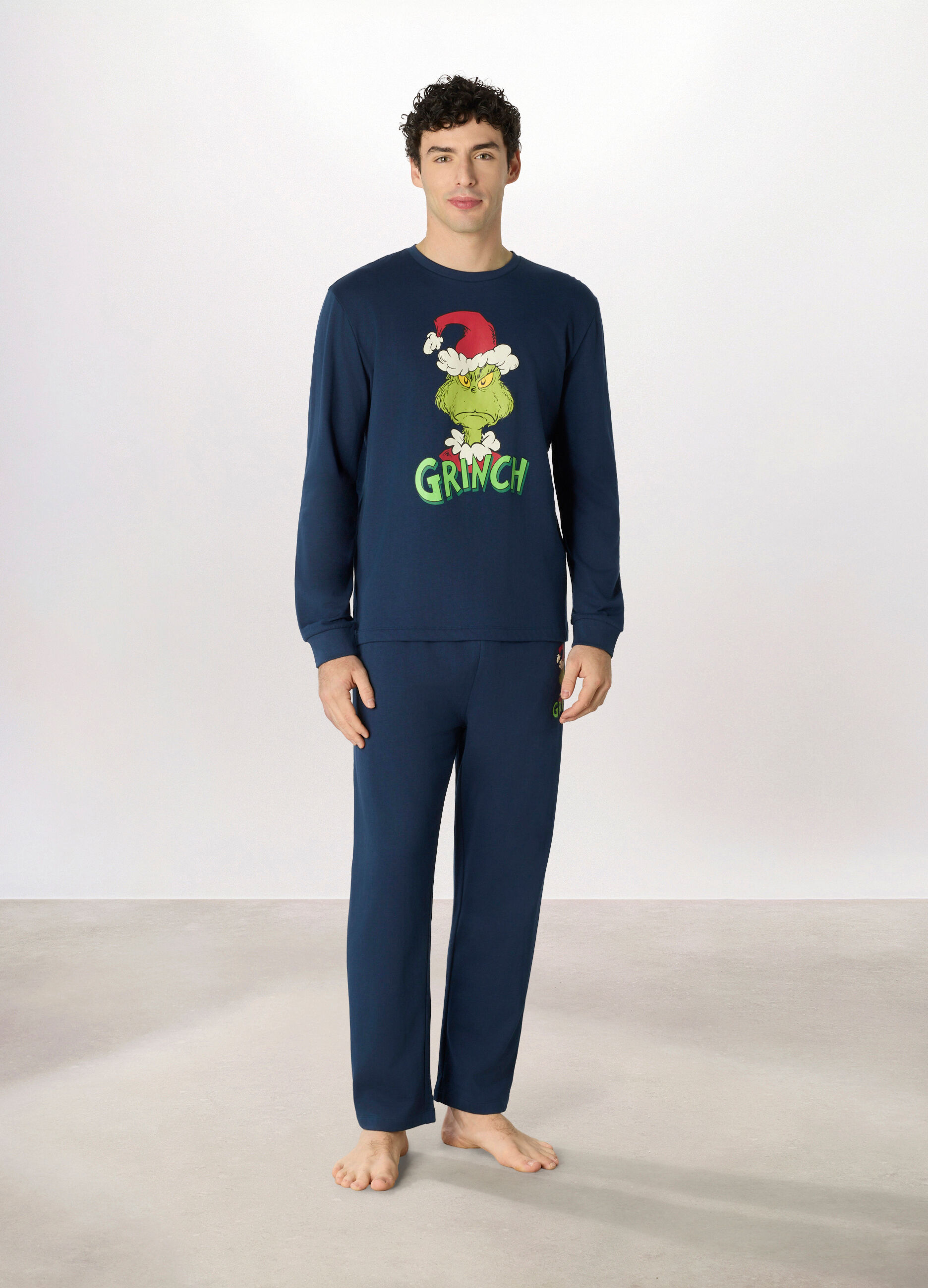 Pigiama lungo in felpa di cotone Grinch uomo