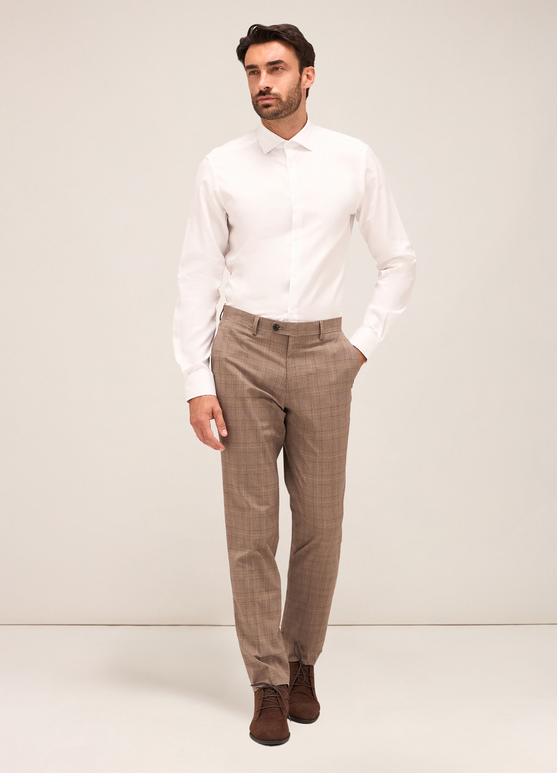 Pantalone slim fit in lana stretch uomo_0