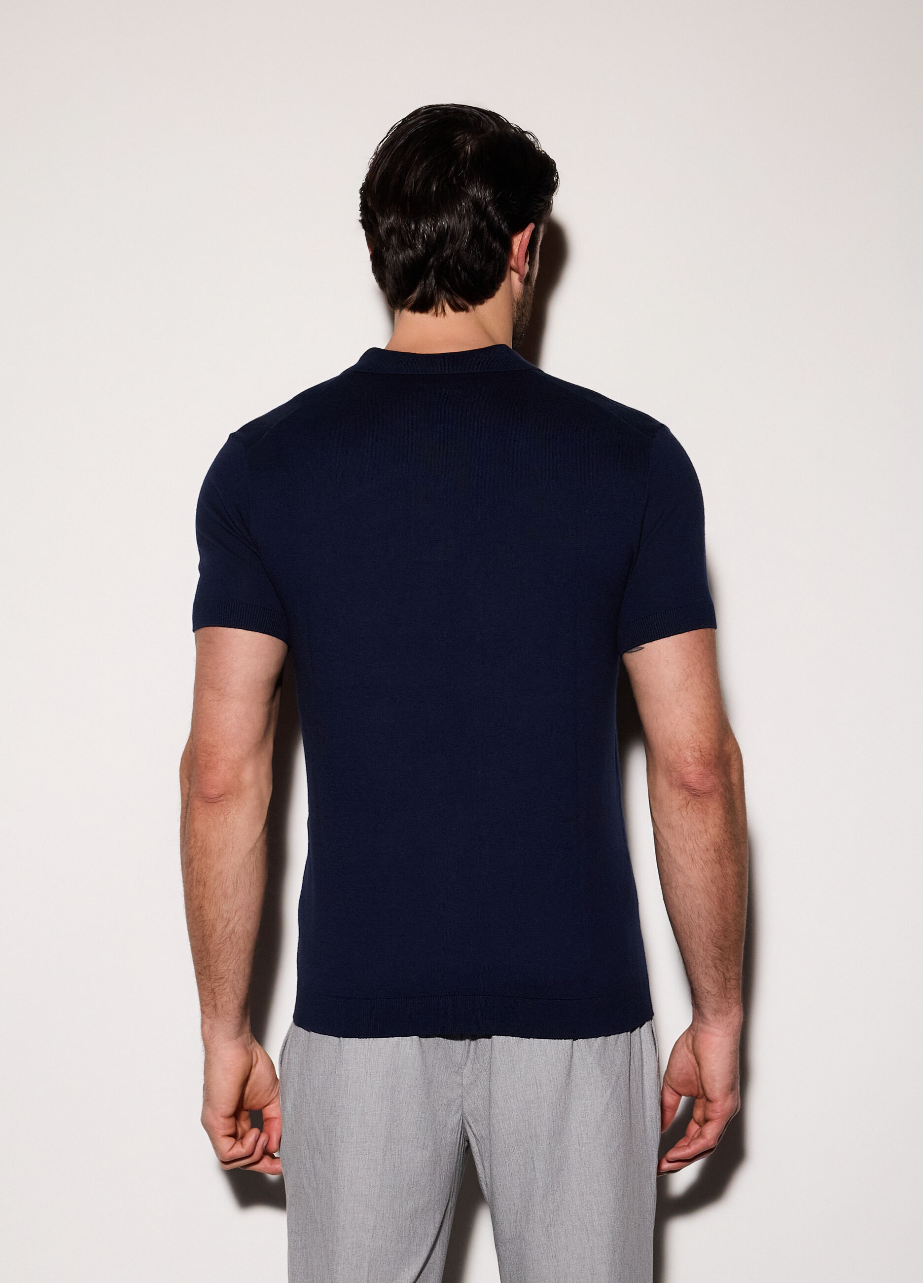 Polo a maniche corte in cotone e seta uomo