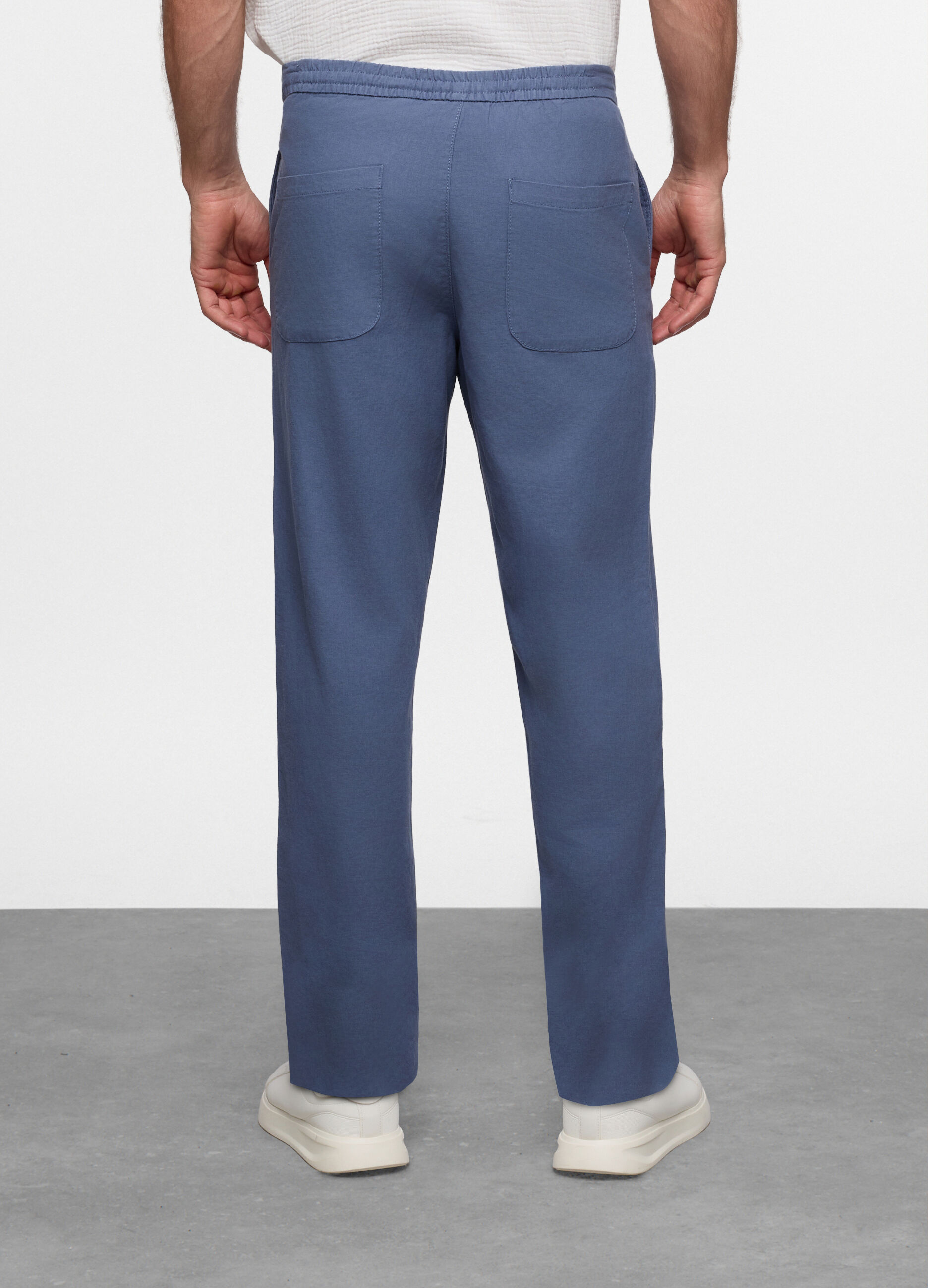 Pantaloni chino in lino e cotone uomo_1