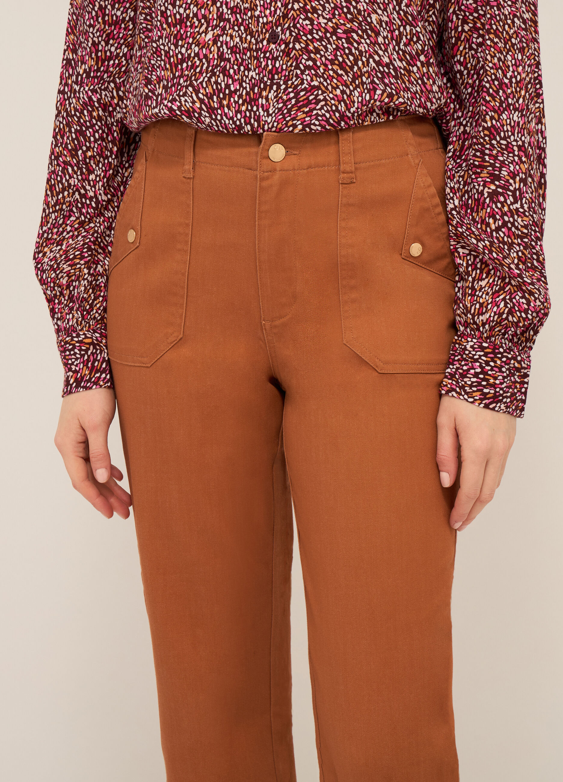 Pantaloni in misto cotone stretch donna_2