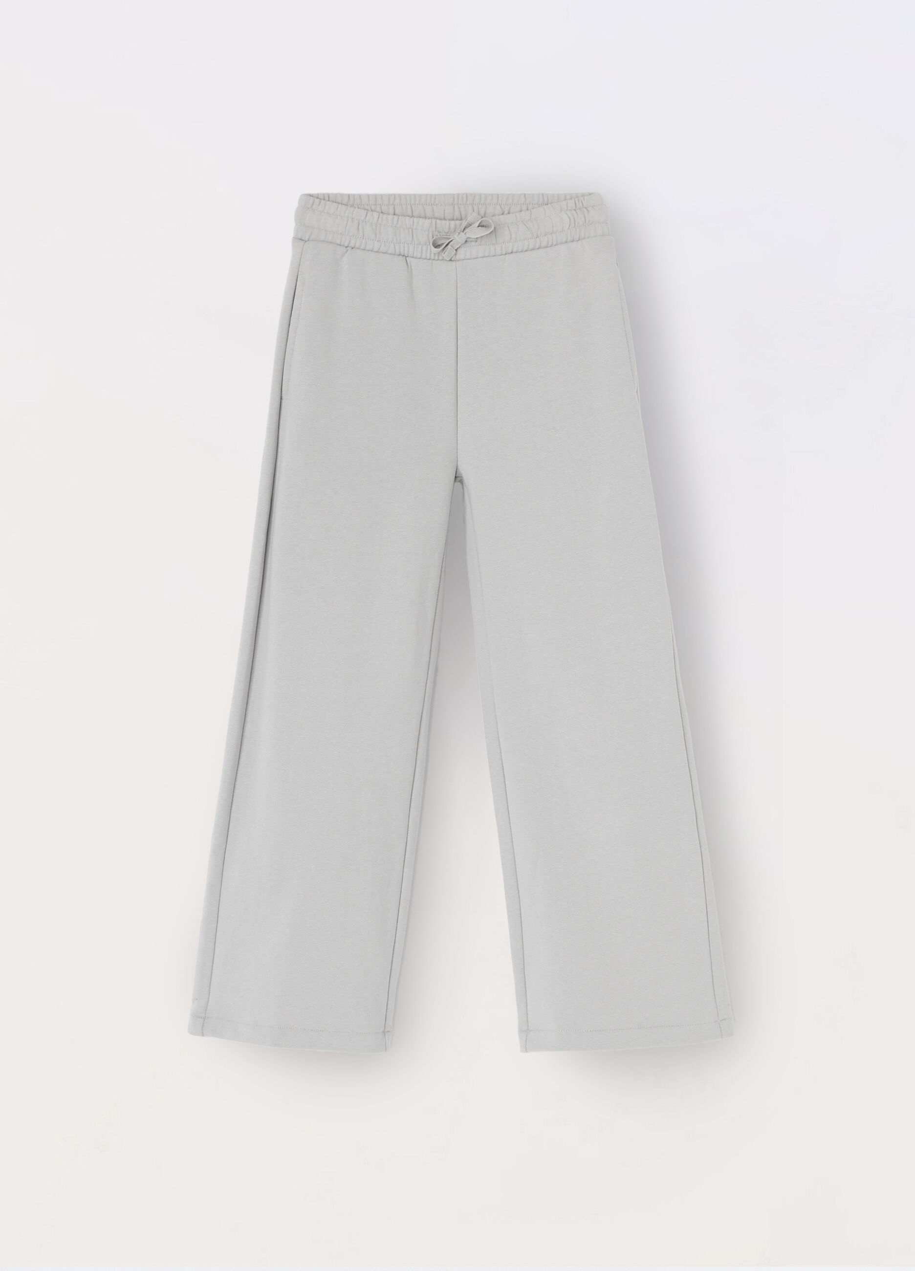 Pantaloni wide leg in french terry di puro cotone ragazza_0