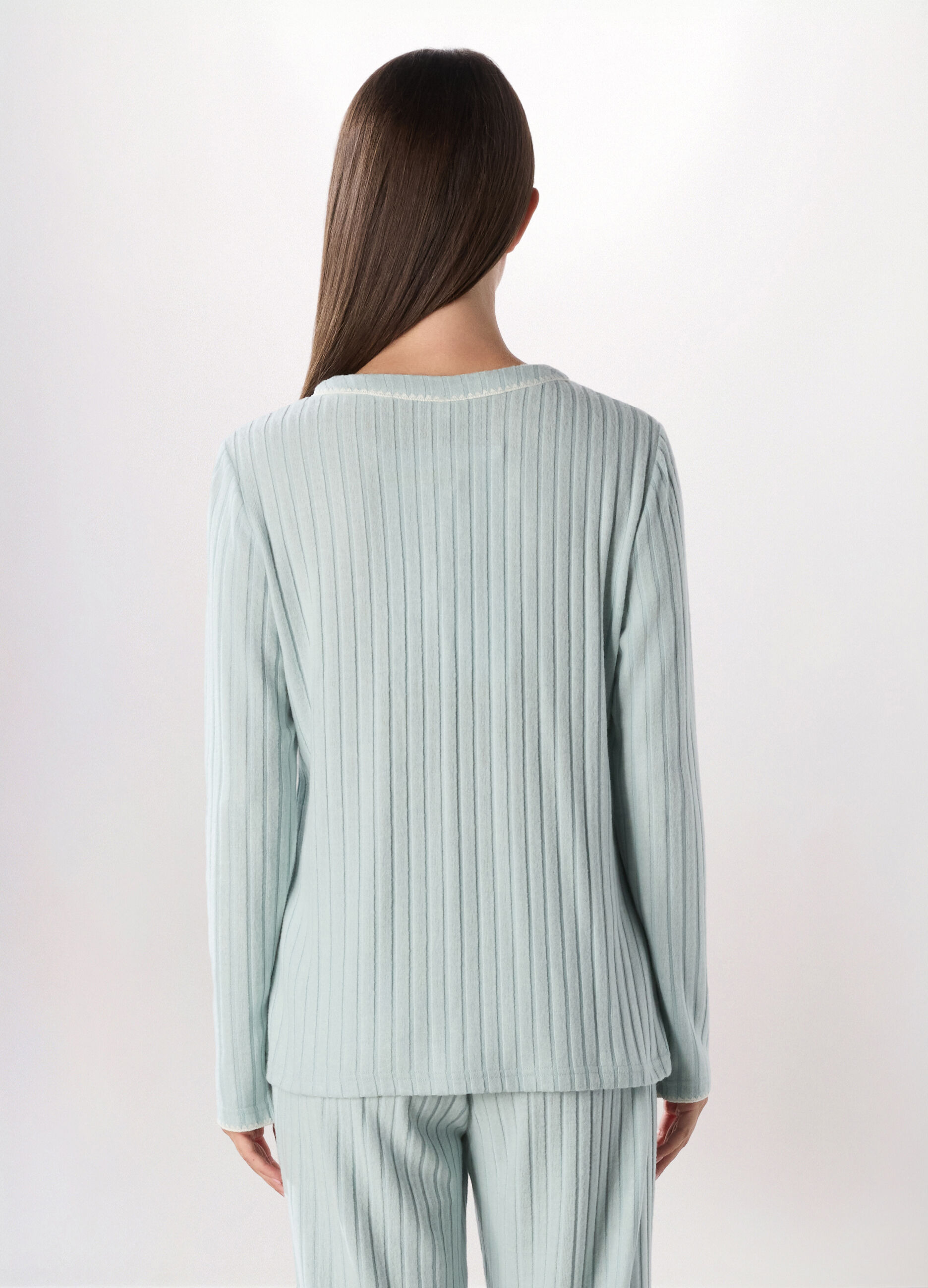 Top pigiama lungo a coste donna_1