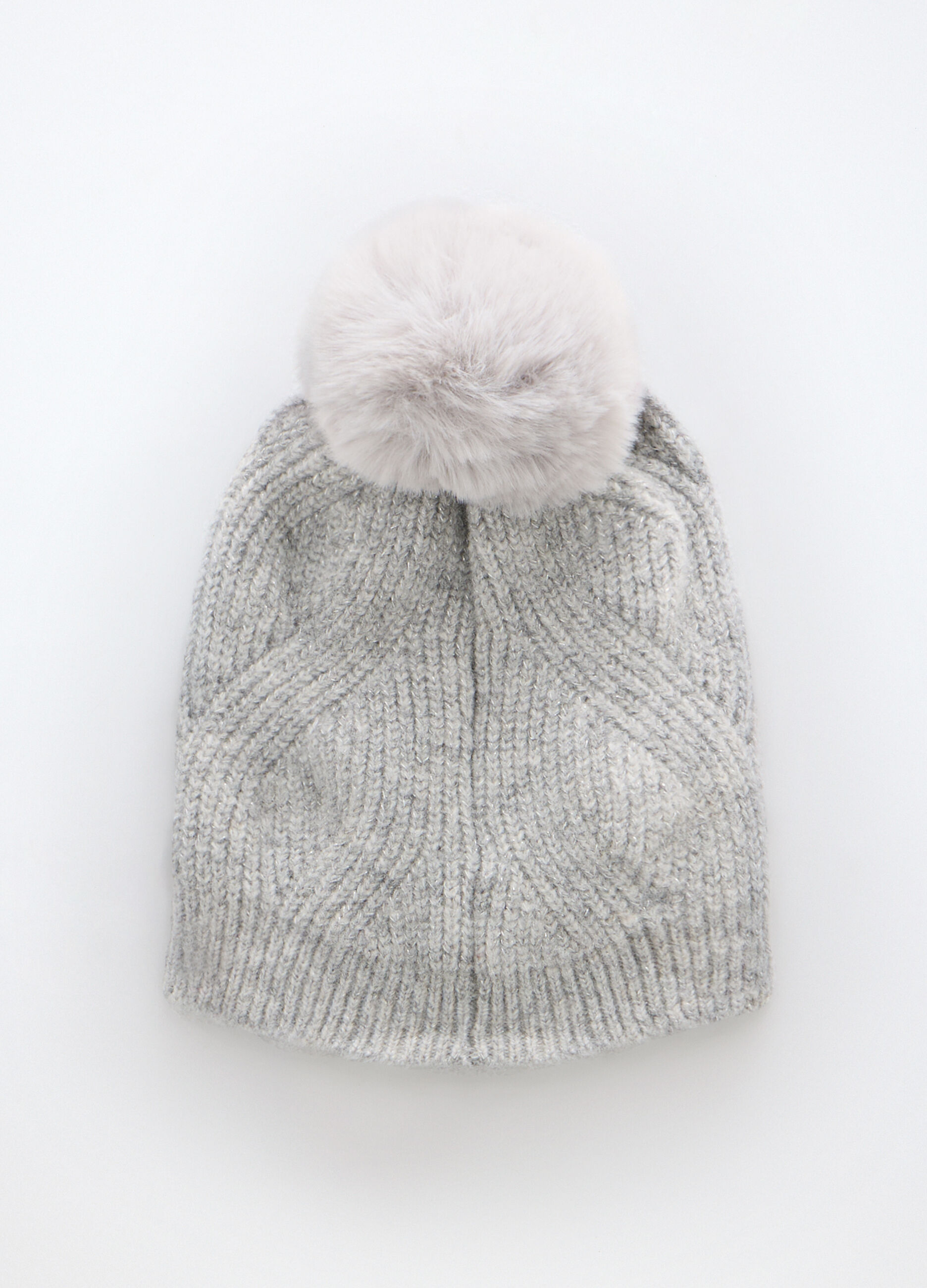 Berretto tricot con pon pom donna_1