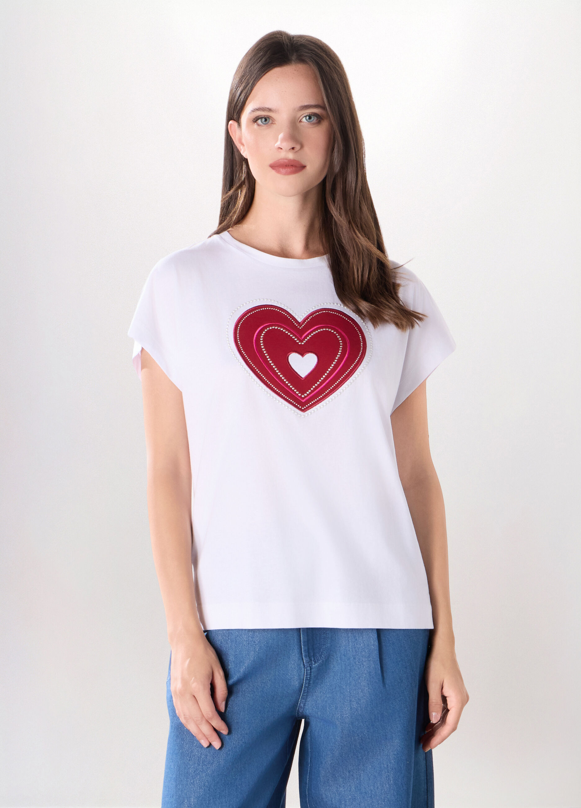 T-shirt in jersey di puro cotone donna_0