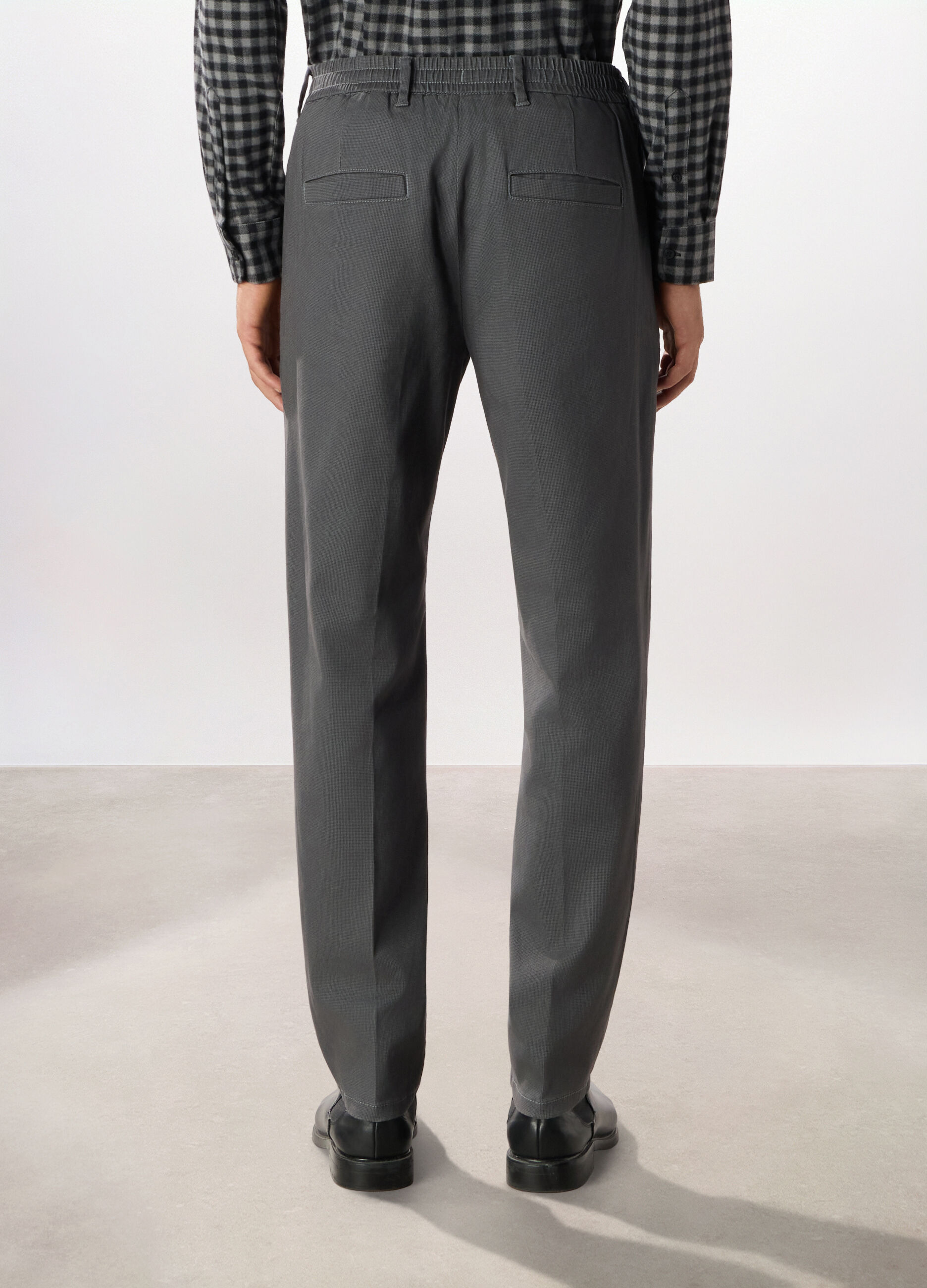 Pantalone chino con micro motivo in misto cotone uomo_1