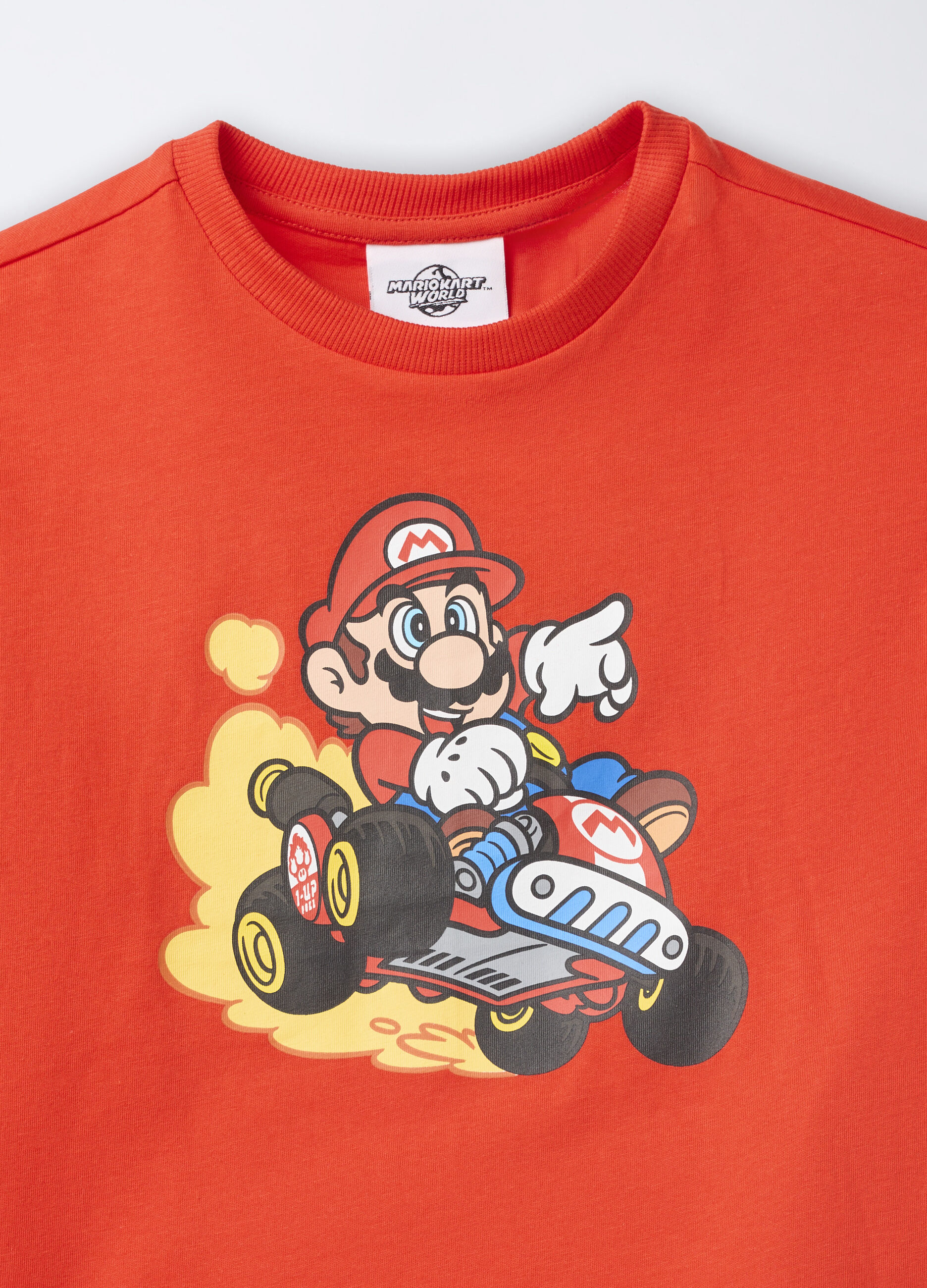 T-shirt girocollo Mario Kart World in jersey di puro cotone bambino_2